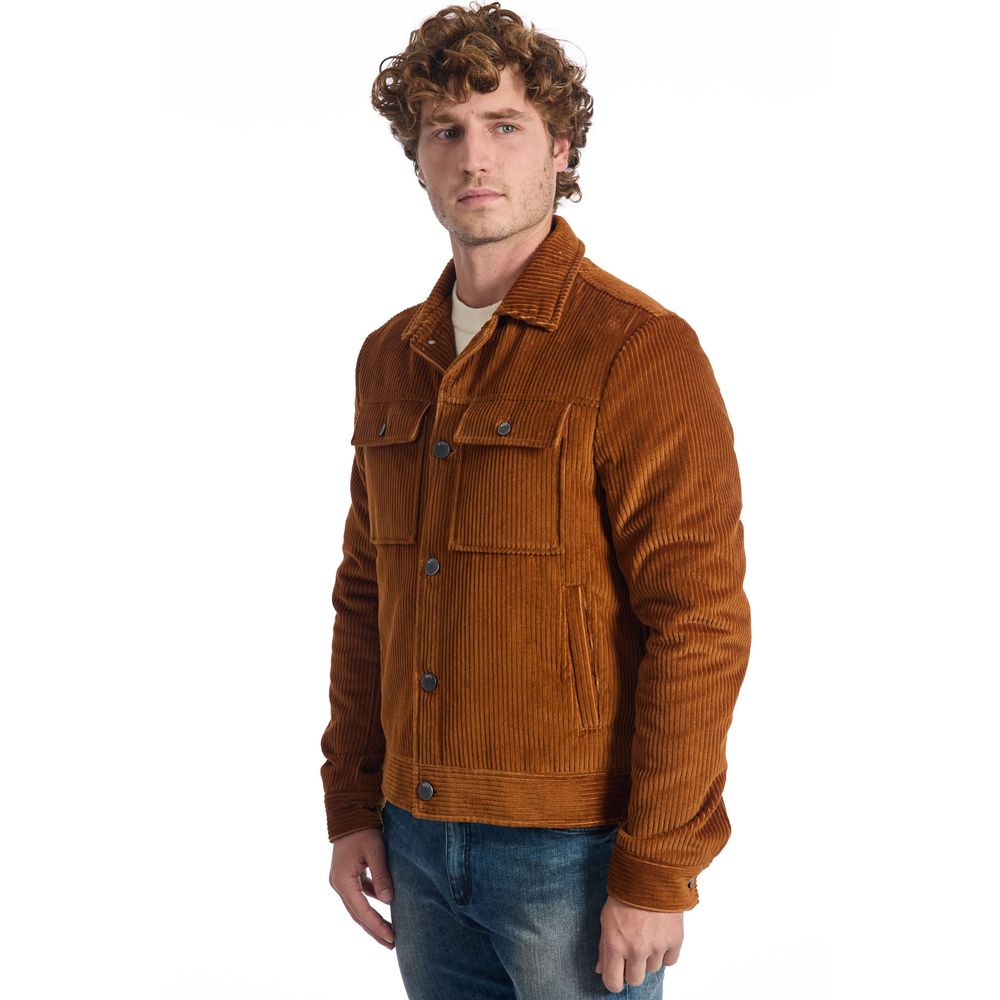 Roberto Pepe Luxury Brown Cotton Men Jacket | Regal Royce
