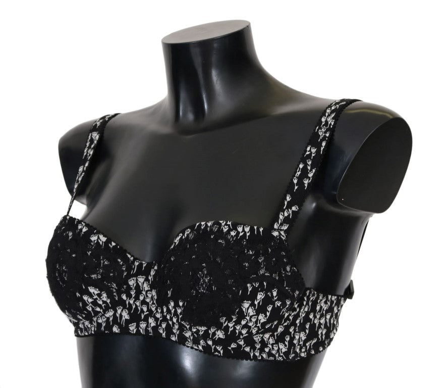Dolce & Gabbana Black Silk White Lace Stretch Underwear Bra | Regal Royce
