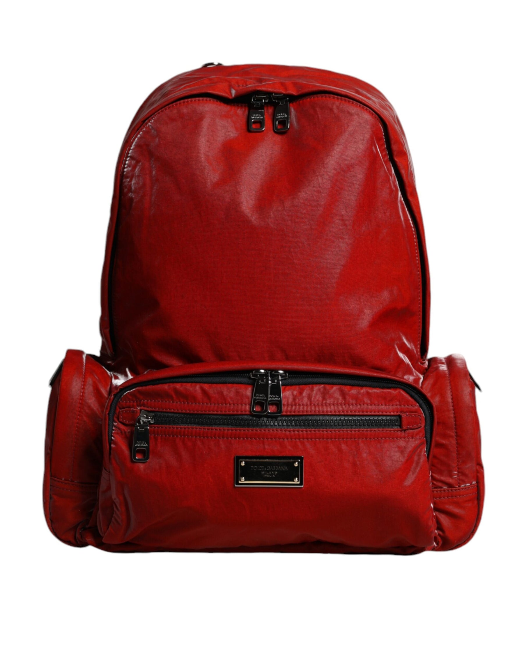 Dolce & Gabbana Red Patent Leather Logo Plaque Backpack Bag | Regal Royce