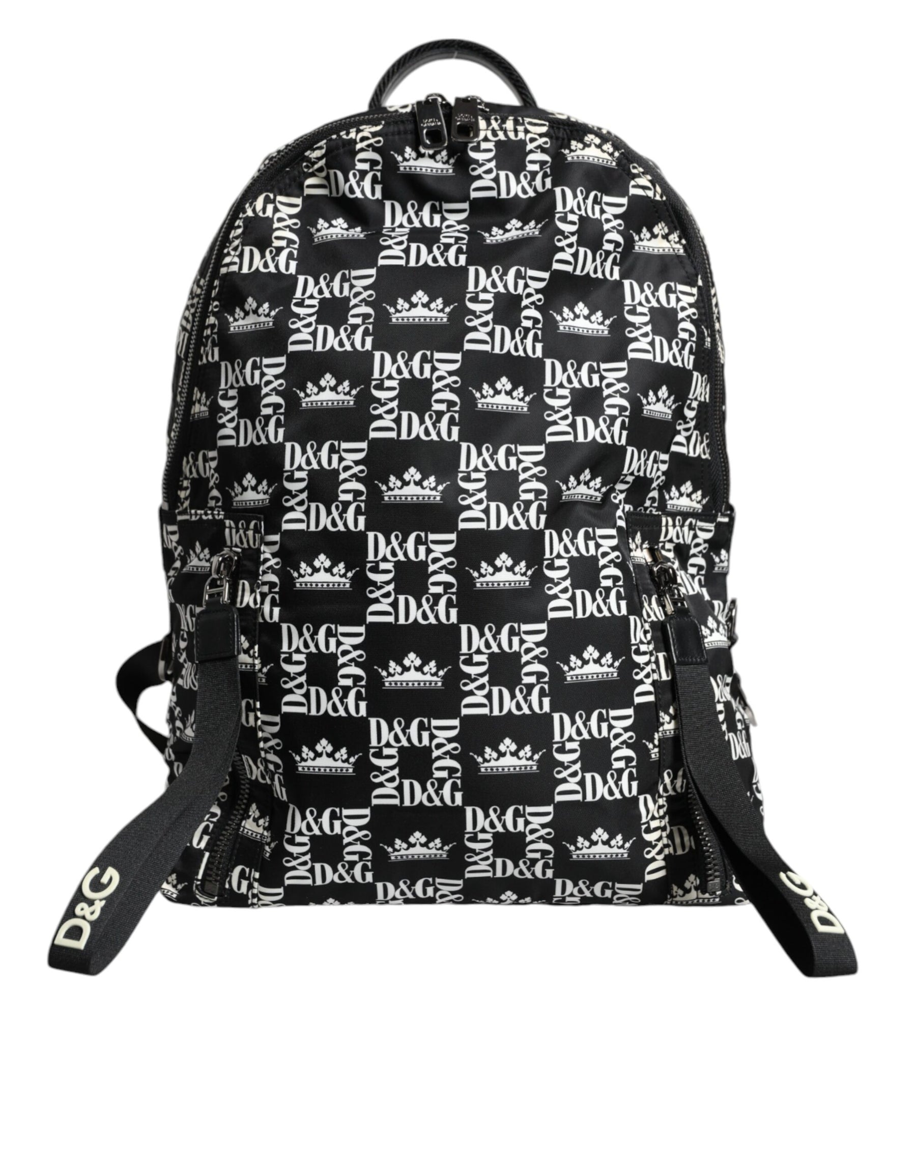 Dolce & Gabbana Black White DG Crown Logo Nylon Backpack Bag | Regal Royce