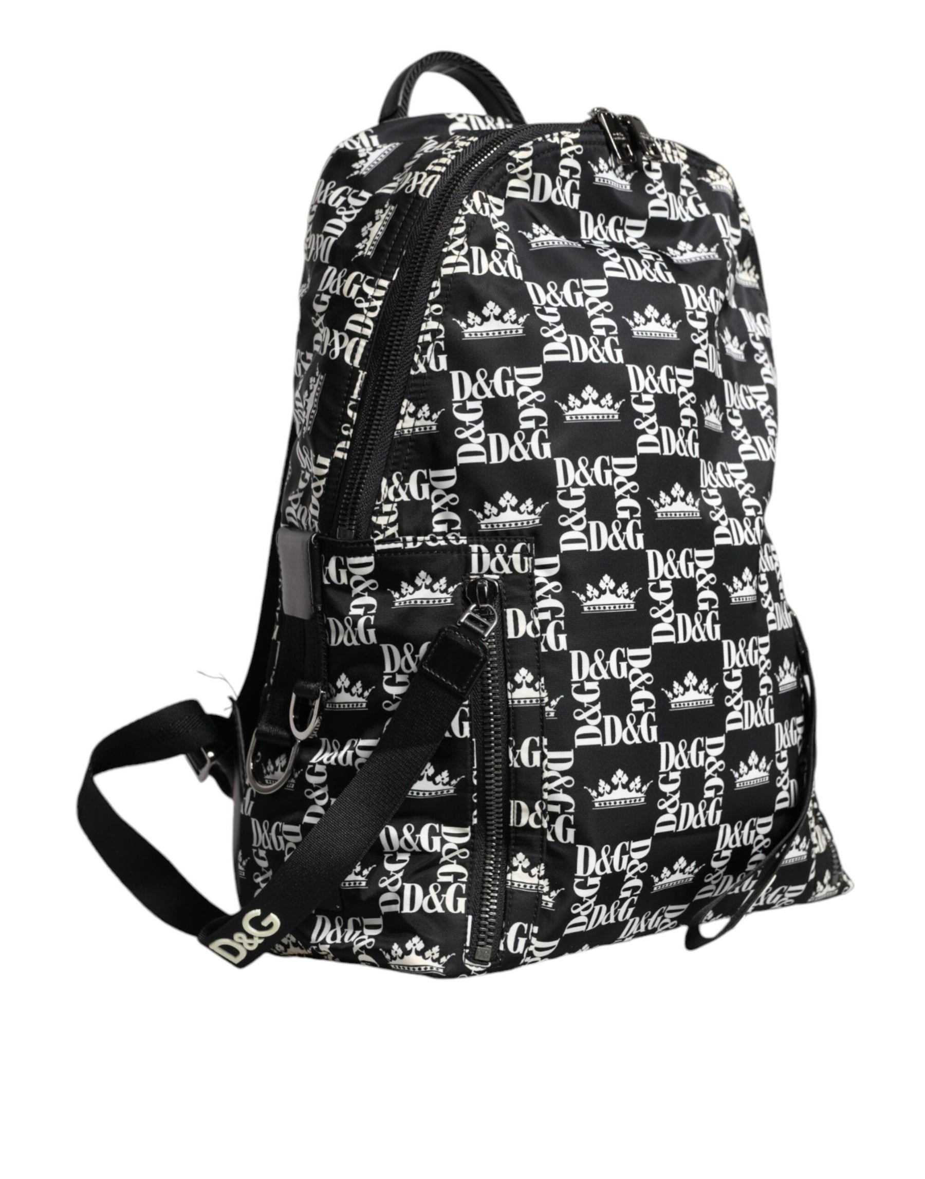 Dolce & Gabbana Black White DG Crown Logo Nylon Backpack Bag | Regal Royce