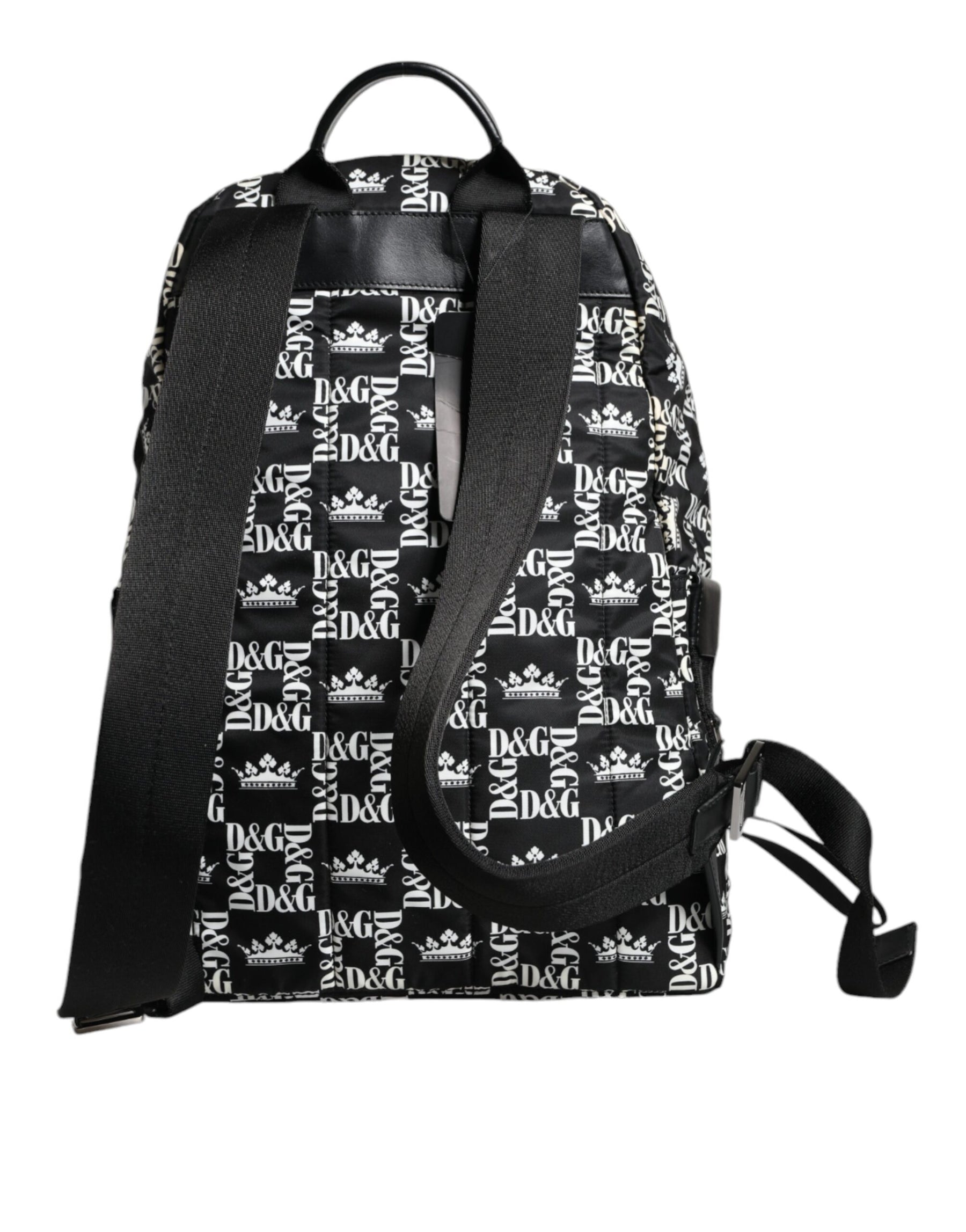 Dolce & Gabbana Black White DG Crown Logo Nylon Backpack Bag | Regal Royce