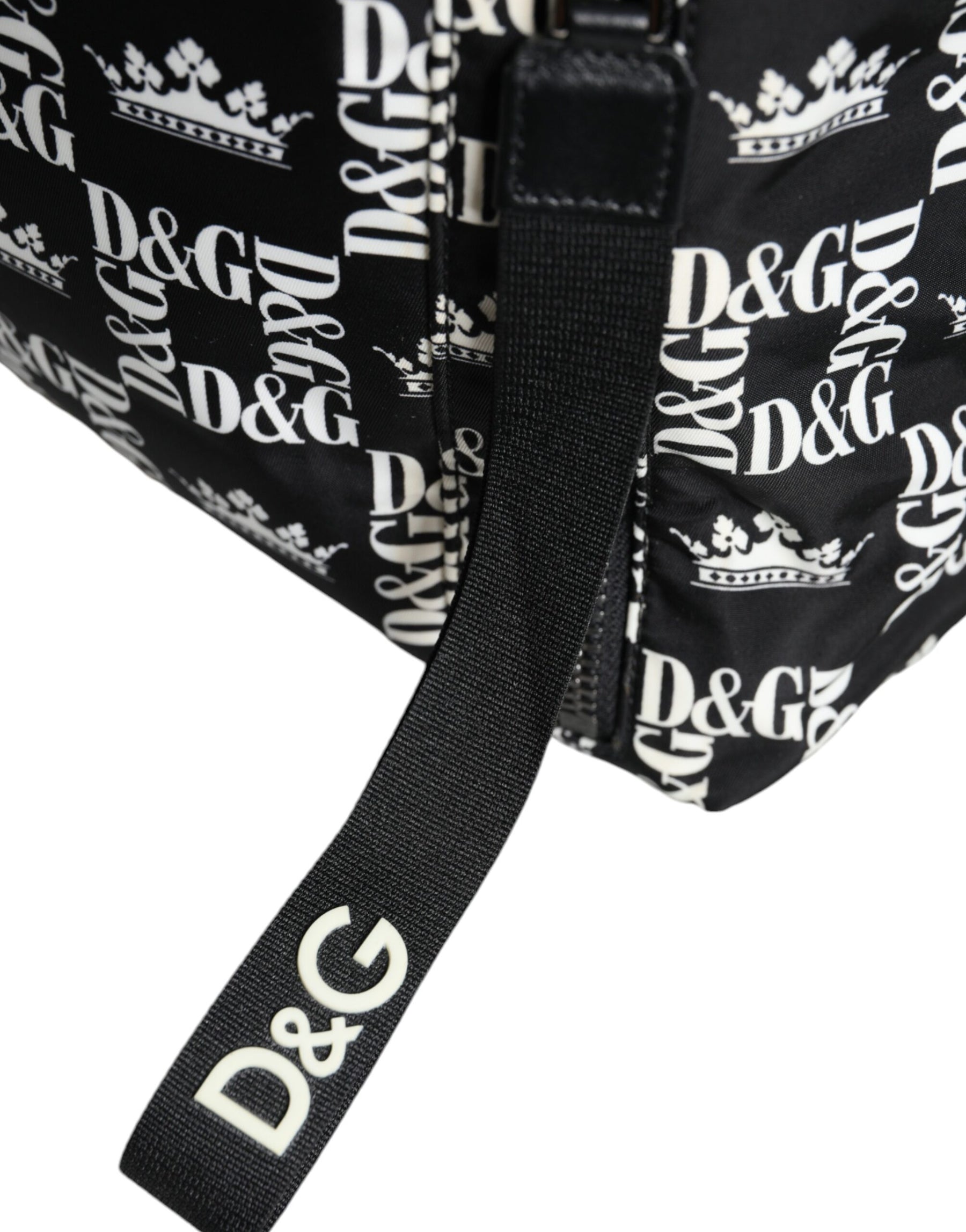 Dolce & Gabbana Black White DG Crown Logo Nylon Backpack Bag | Regal Royce
