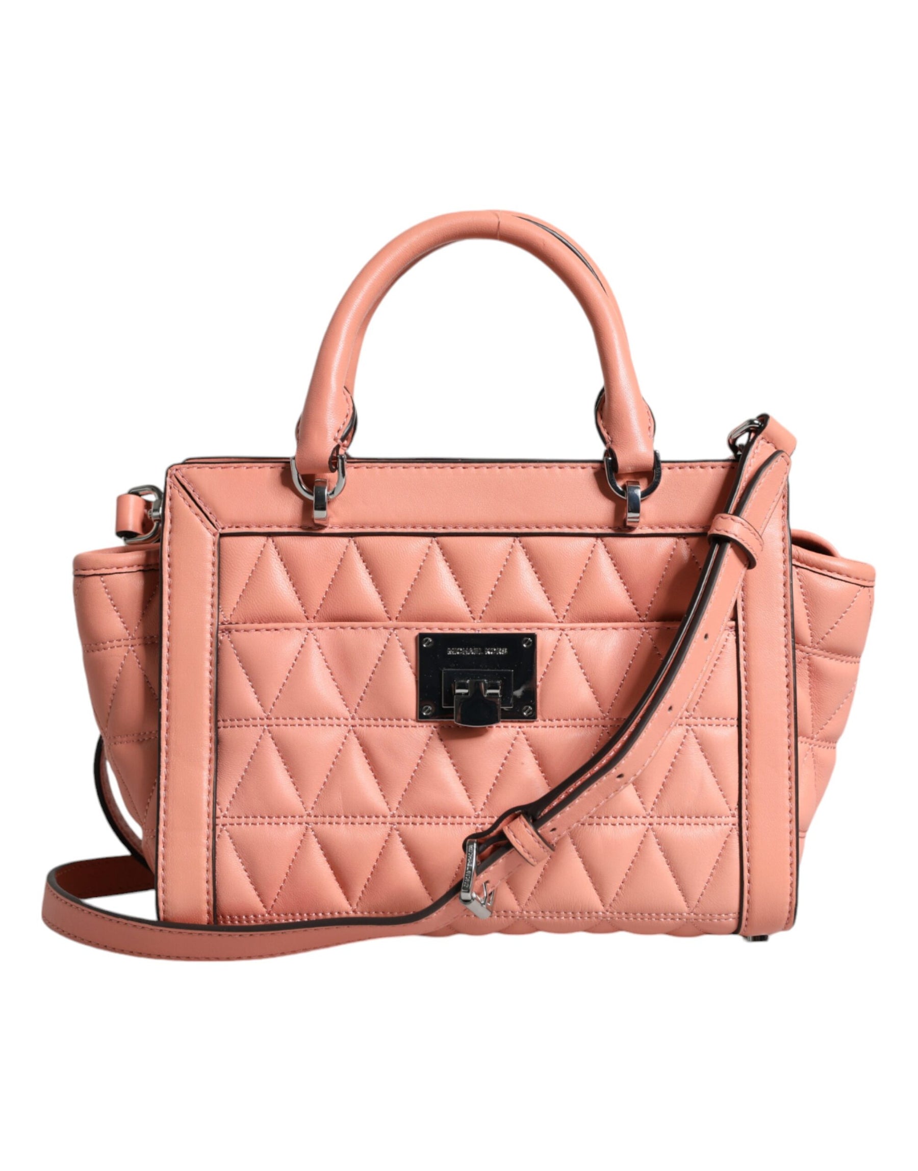 Michael Kors Peach Quilted Leather Logo Crossbody VIVIANNE Messenger Bag | Regal Royce