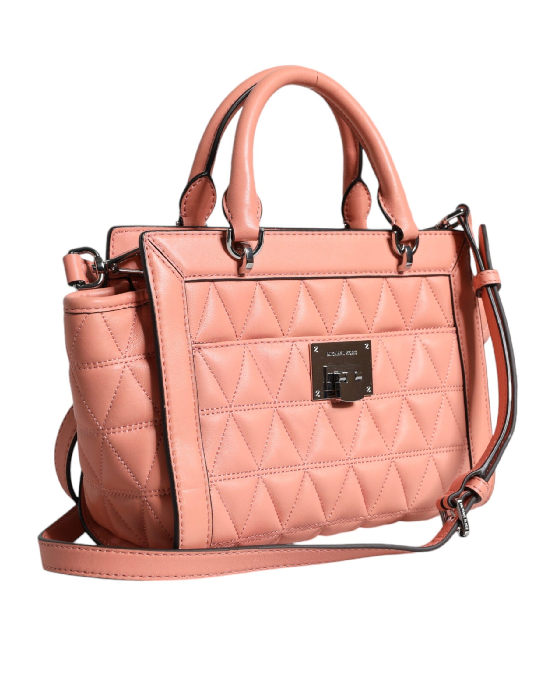 Michael Kors Peach Quilted Leather Logo Crossbody VIVIANNE Messenger Bag | Regal Royce