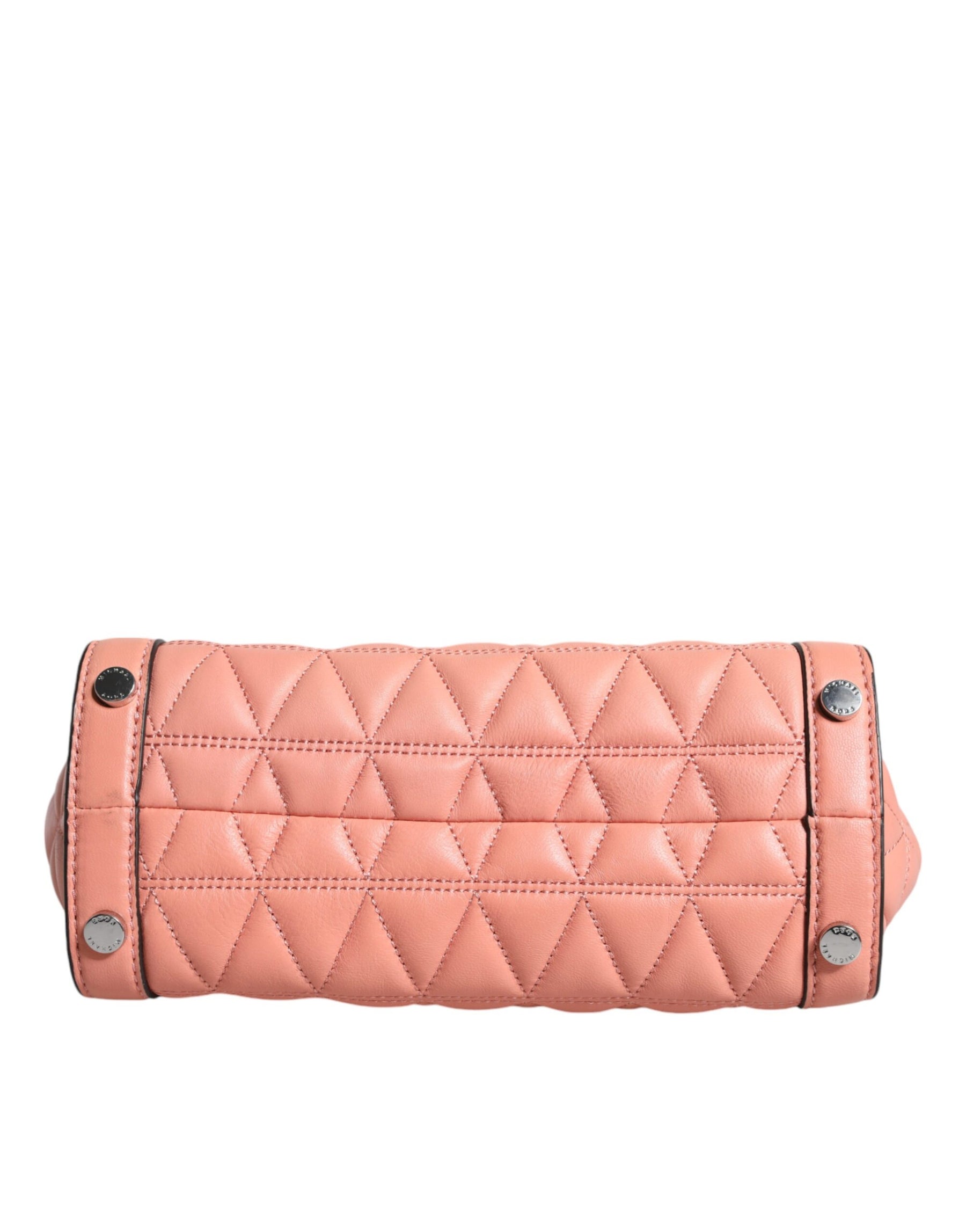 Michael Kors Peach Quilted Leather Logo Crossbody VIVIANNE Messenger Bag | Regal Royce