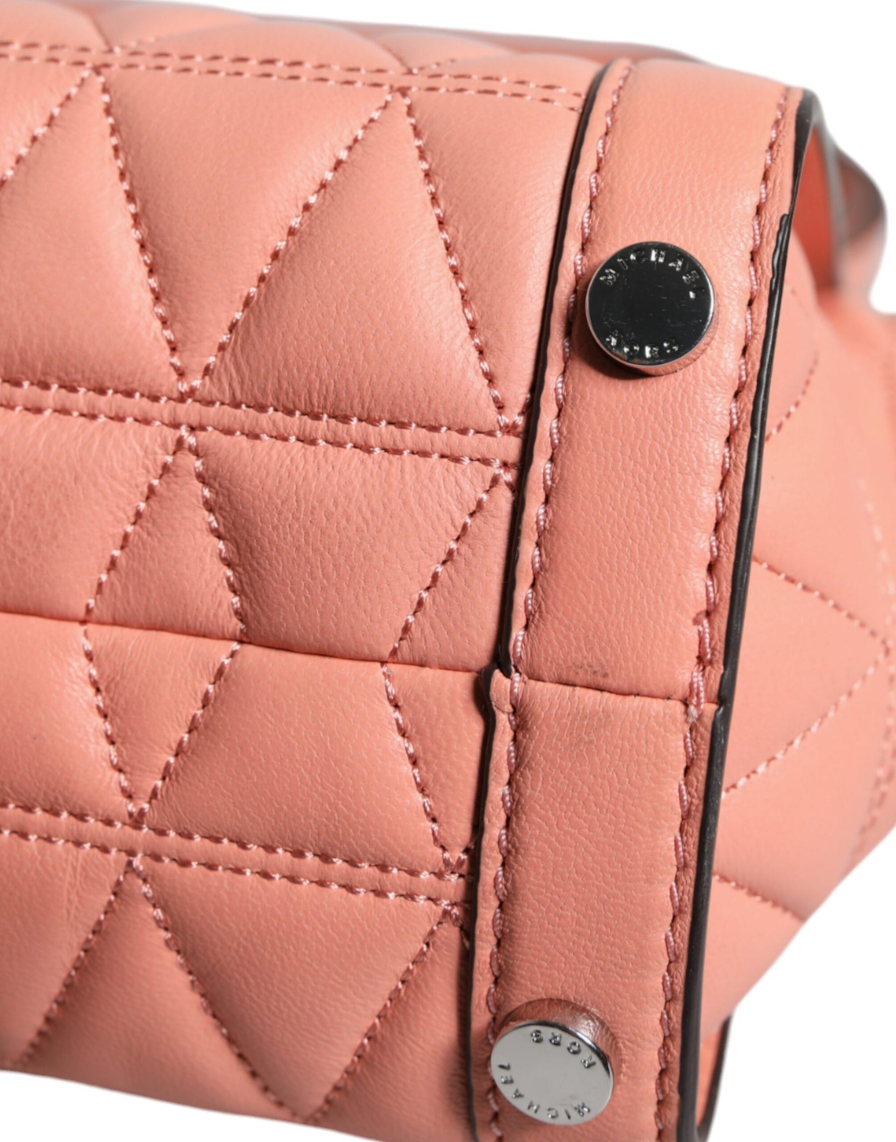Michael Kors Peach Quilted Leather Logo Crossbody VIVIANNE Messenger Bag | Regal Royce