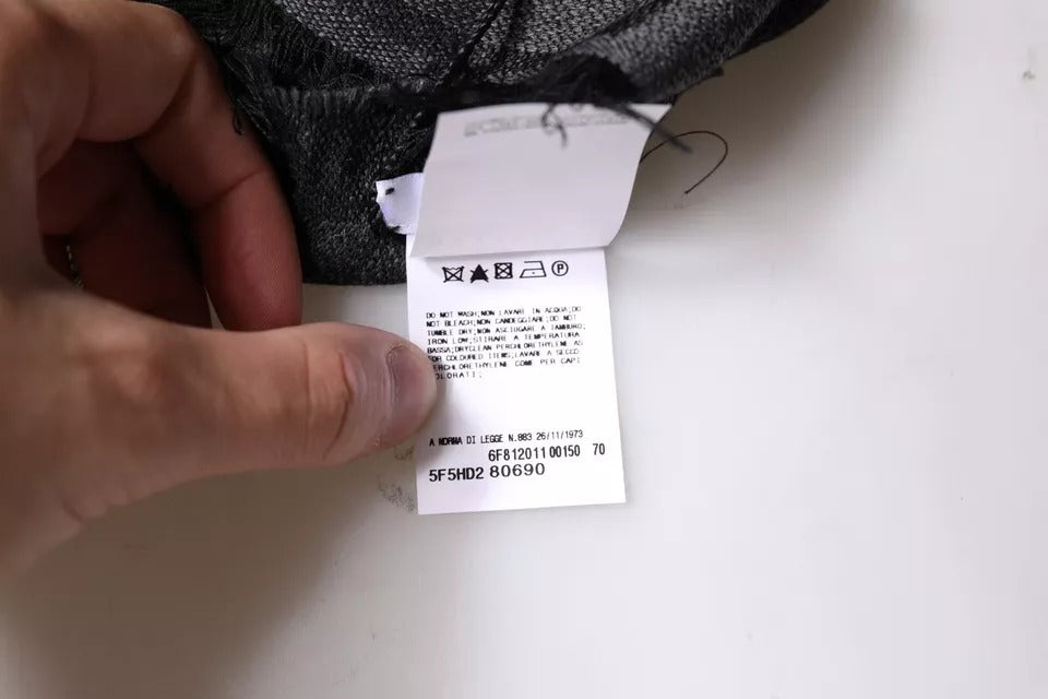 GF Ferre Dark Gray Wool Viscose Foulard Patterned Scarf | Regal Royce