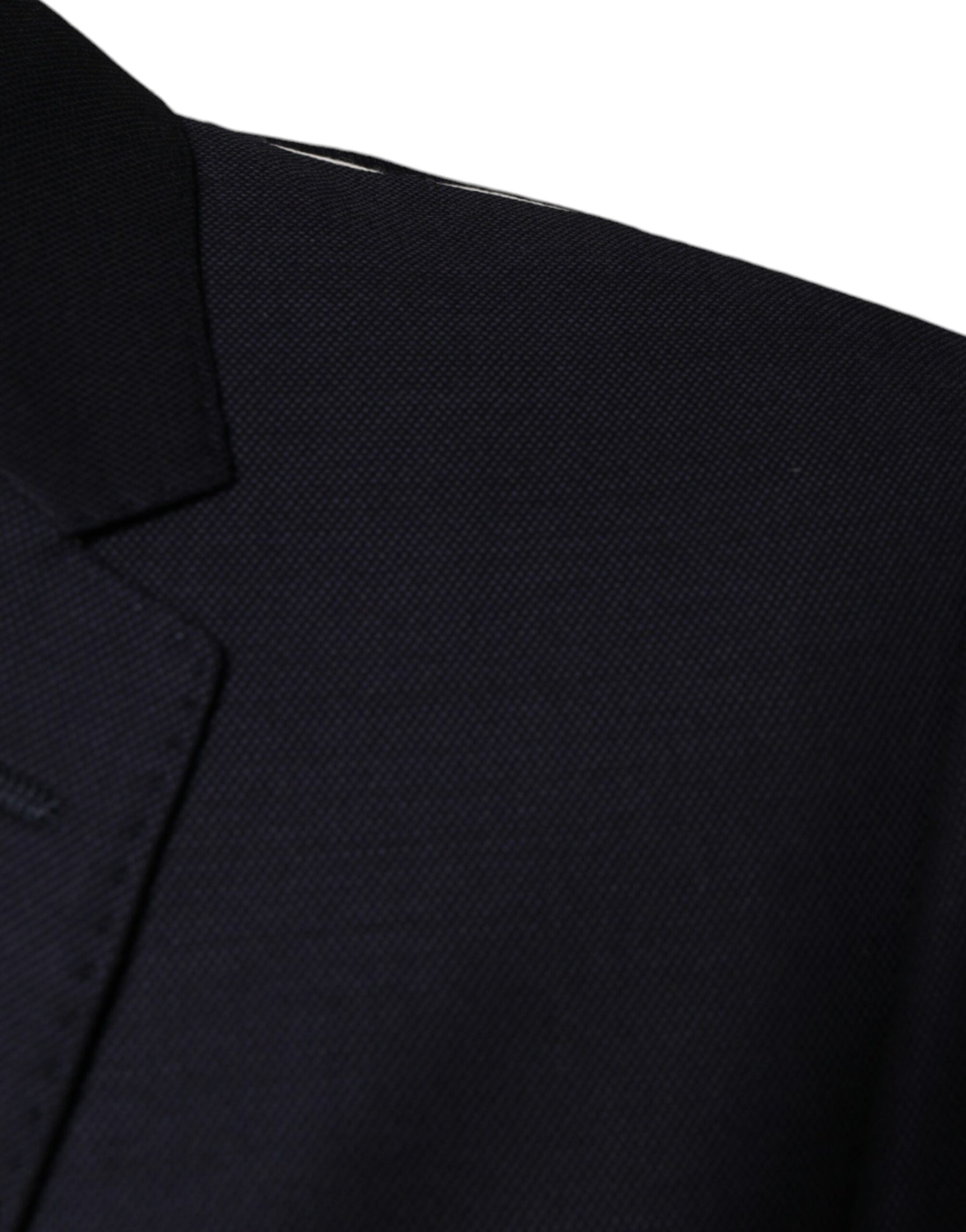 Dolce & Gabbana Dark Blue Wool Single Breasted Dress Coat Blazer | Regal Royce