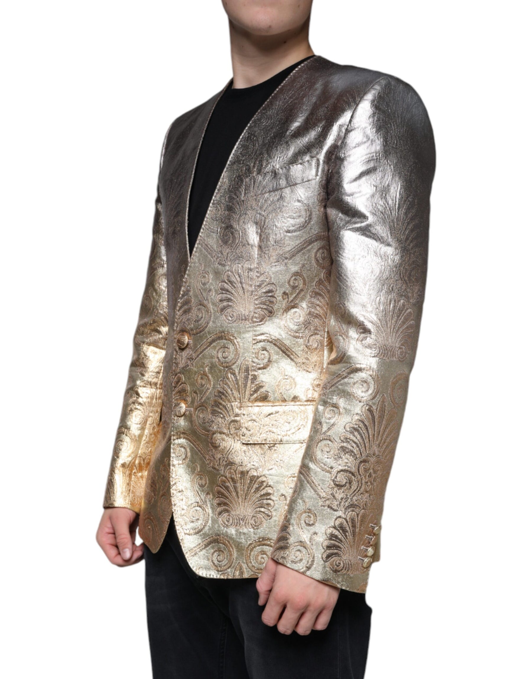 Dolce & Gabbana Gold Jacquard Single Breasted Dress Blazer | Regal Royce
