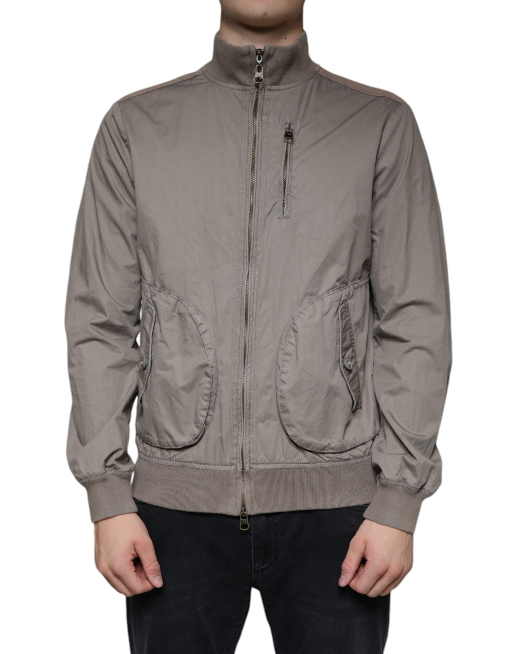 Armani Jeans Brown Cotton Full Zip Bomber Logo Jacket | Regal Royce