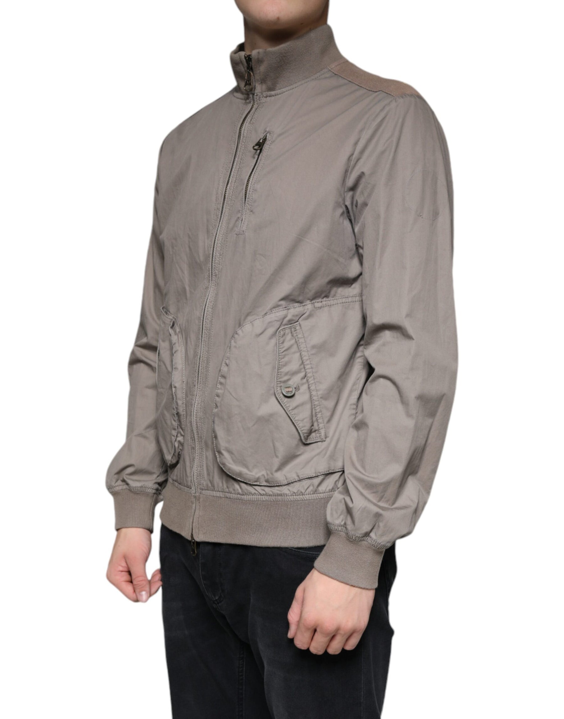 Armani Jeans Brown Cotton Full Zip Bomber Logo Jacket | Regal Royce