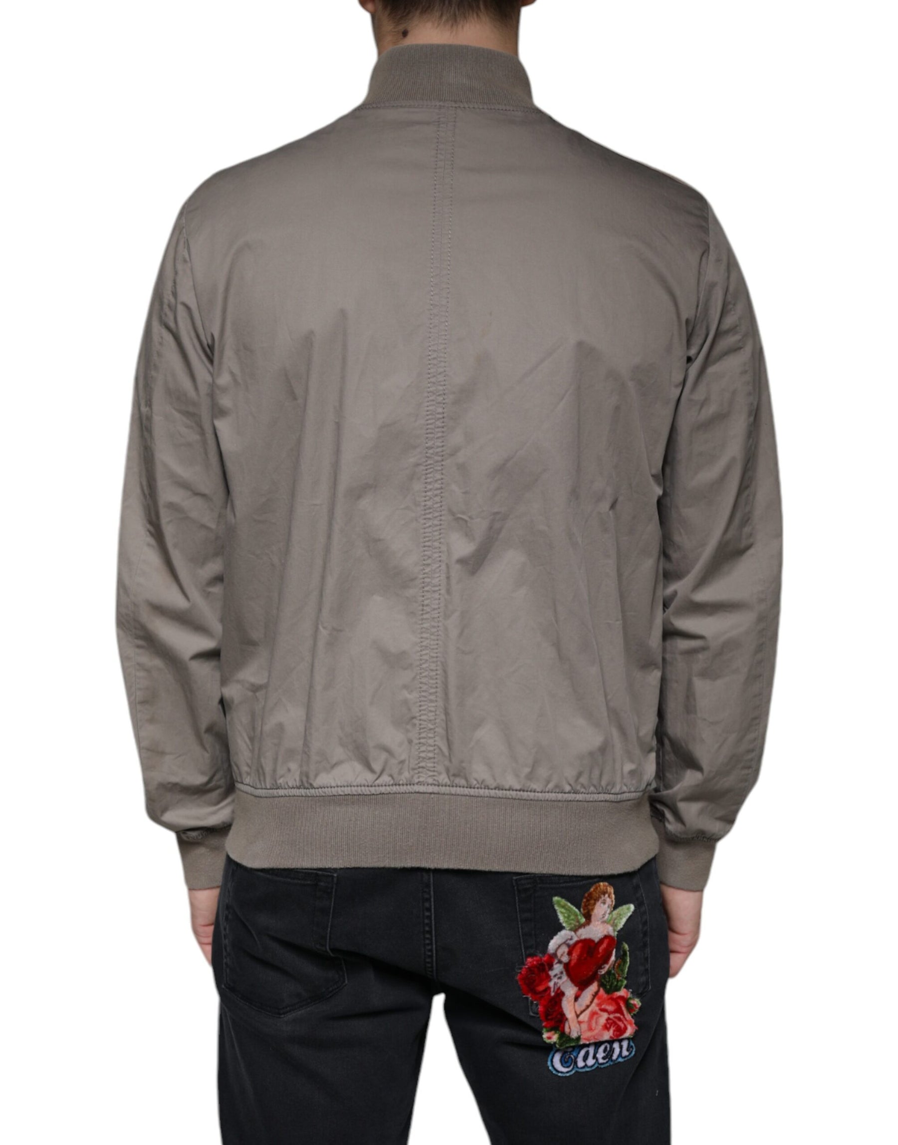 Armani Jeans Brown Cotton Full Zip Bomber Logo Jacket | Regal Royce