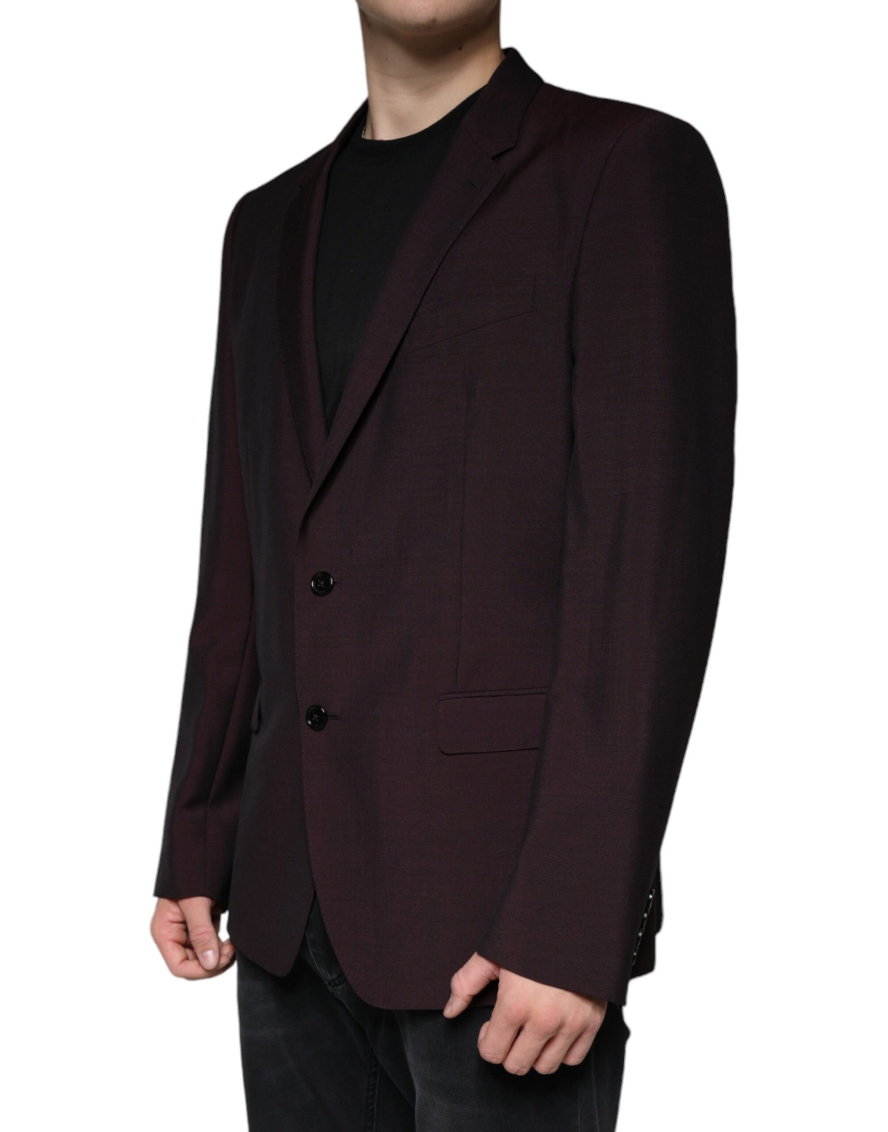 Dolce & Gabbana Bordeaux Wool Single Breasted Dress Blazer | Regal Royce