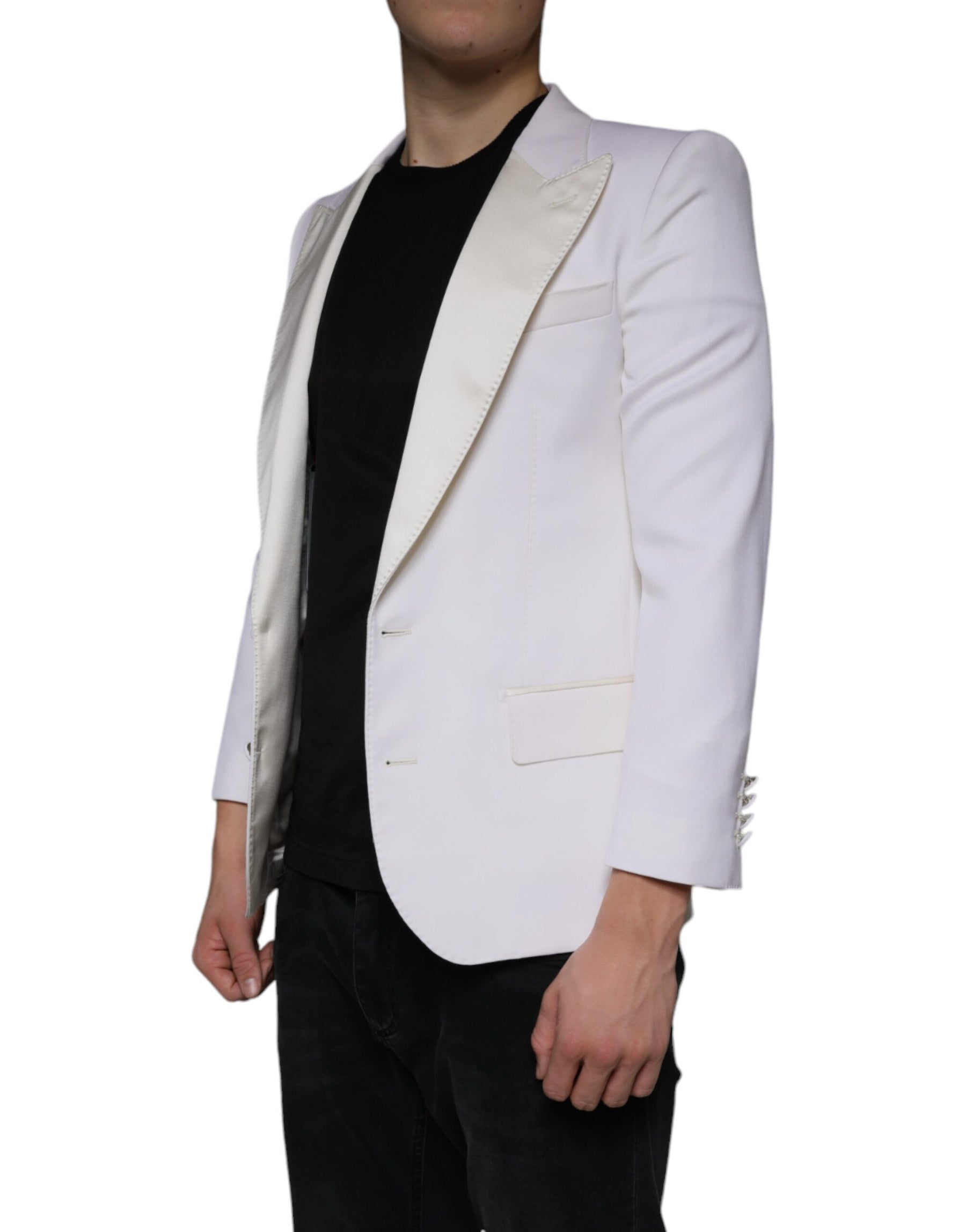 Dolce & Gabbana Off White Wool Single Breasted Dress Blazer | Regal Royce