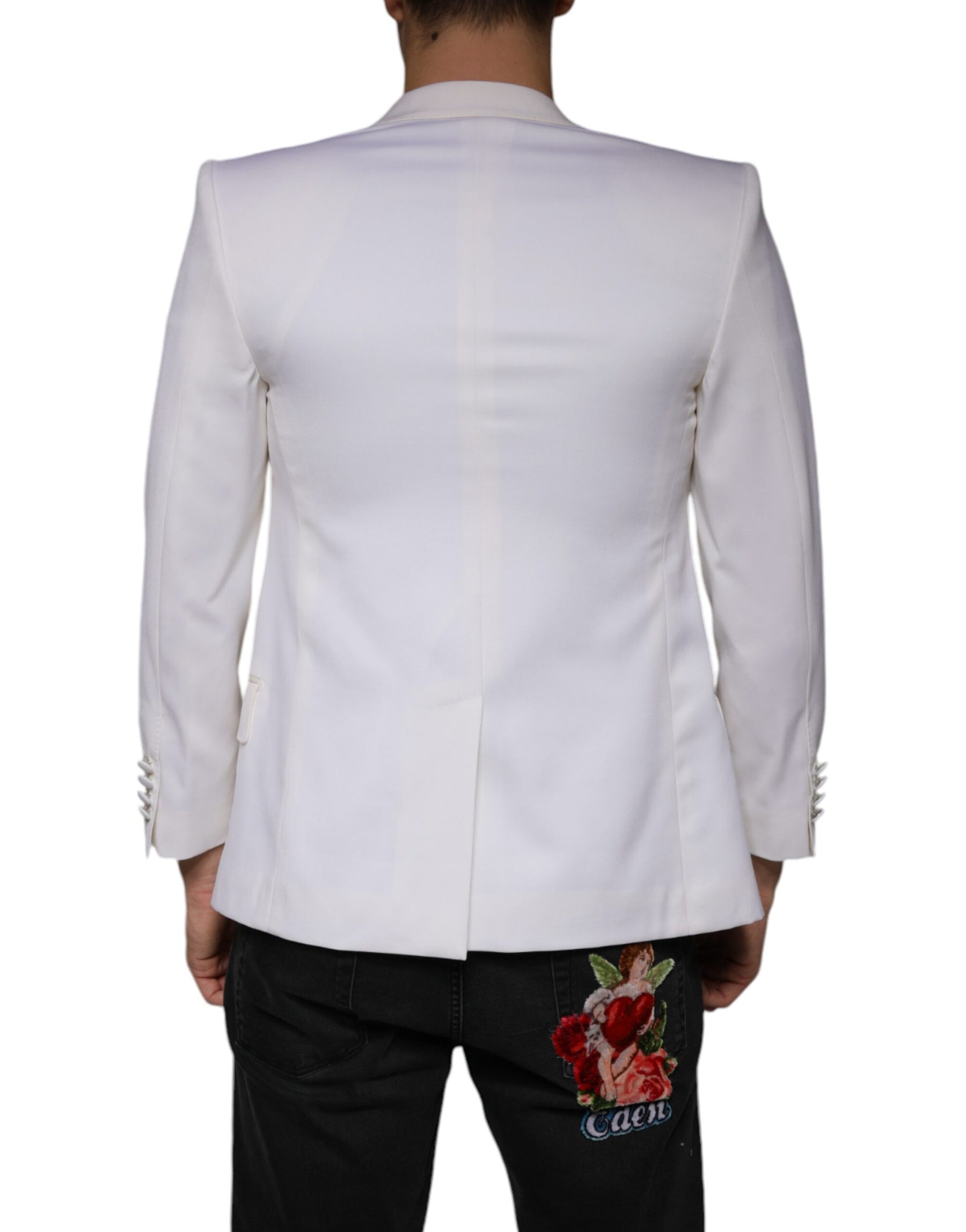 Dolce & Gabbana Off White Wool Single Breasted Dress Blazer | Regal Royce
