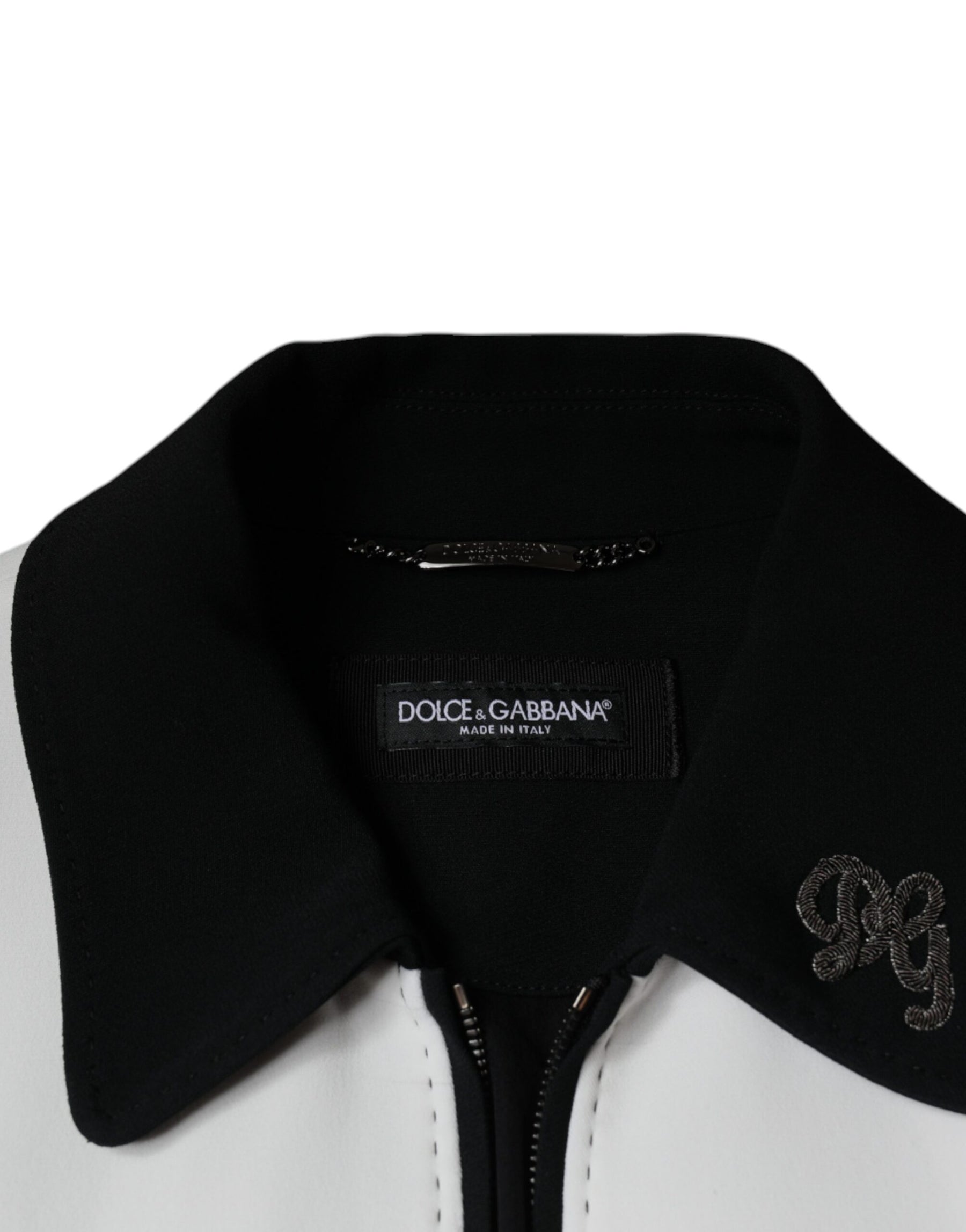 Dolce & Gabbana Black White DG Crown Full Zip Blouson Jacket | Regal Royce
