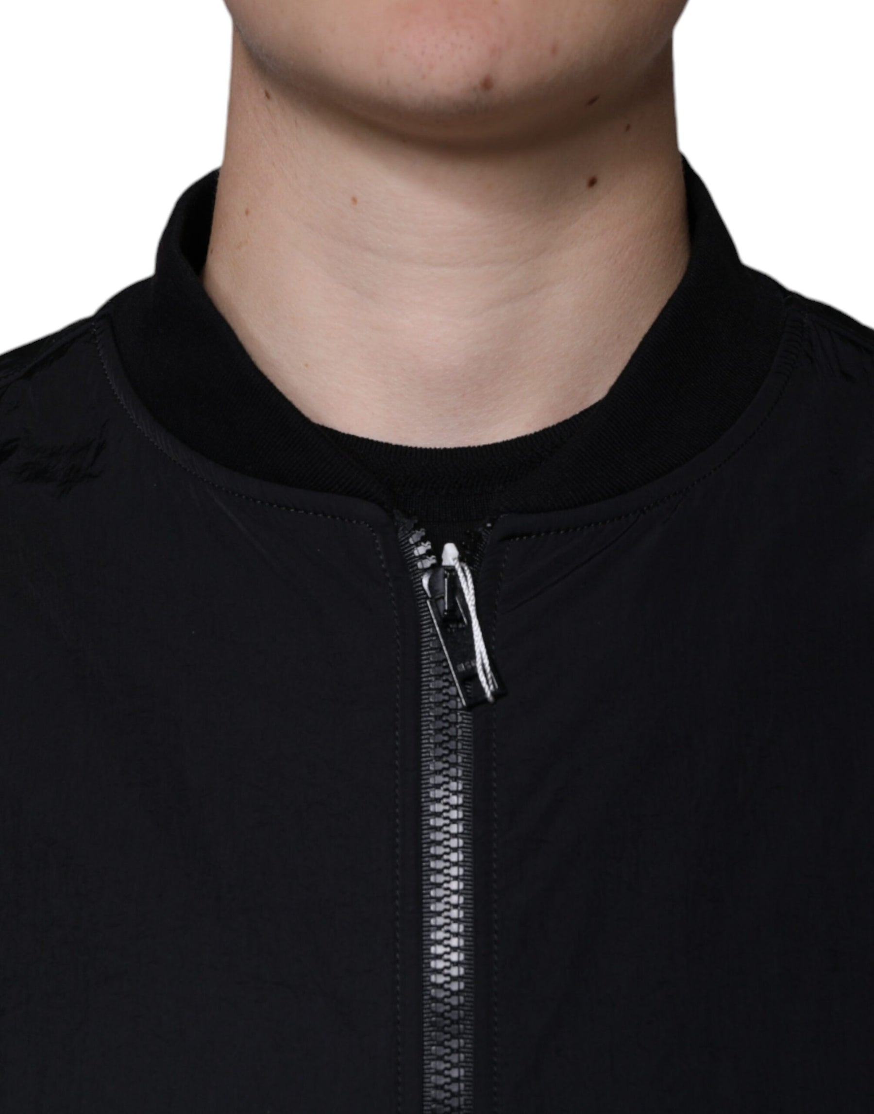 MSGM Black Cotton Full Zip Bomber Long Sleeves Jacket | Regal Royce