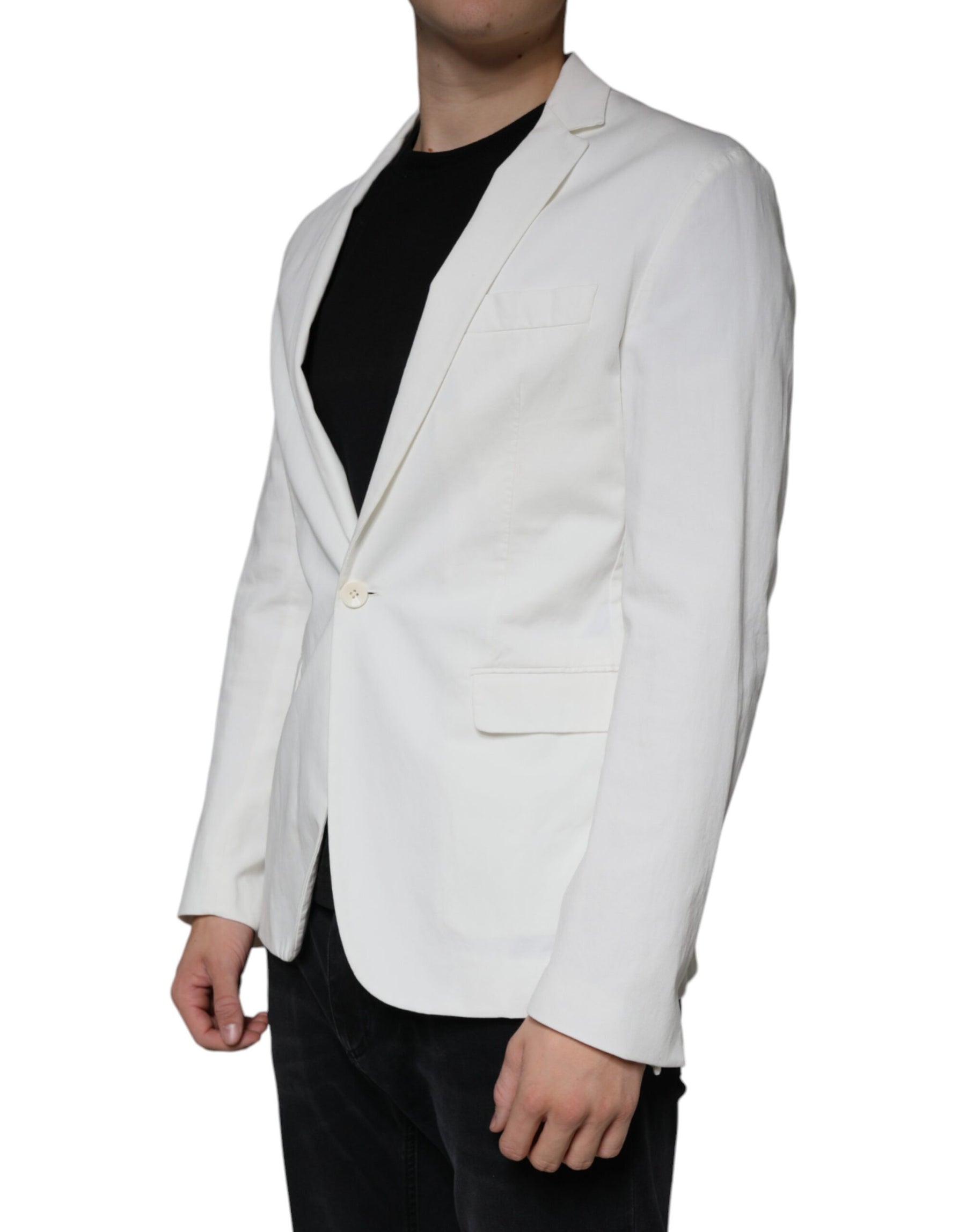 Dondup White Single Breasted One Button Dress Formal Blazer | Regal Royce