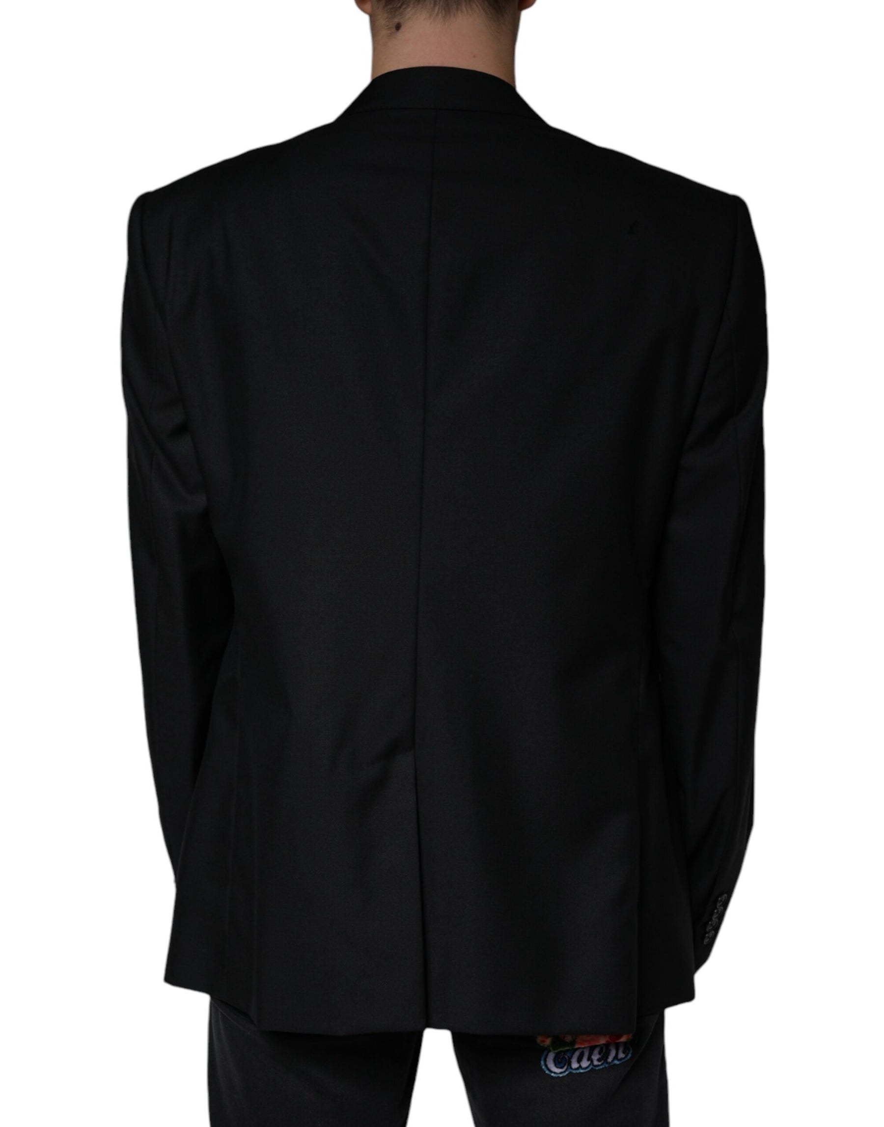 Dolce & Gabbana Black Wool Single Breasted Men Coat Blazer | Regal Royce