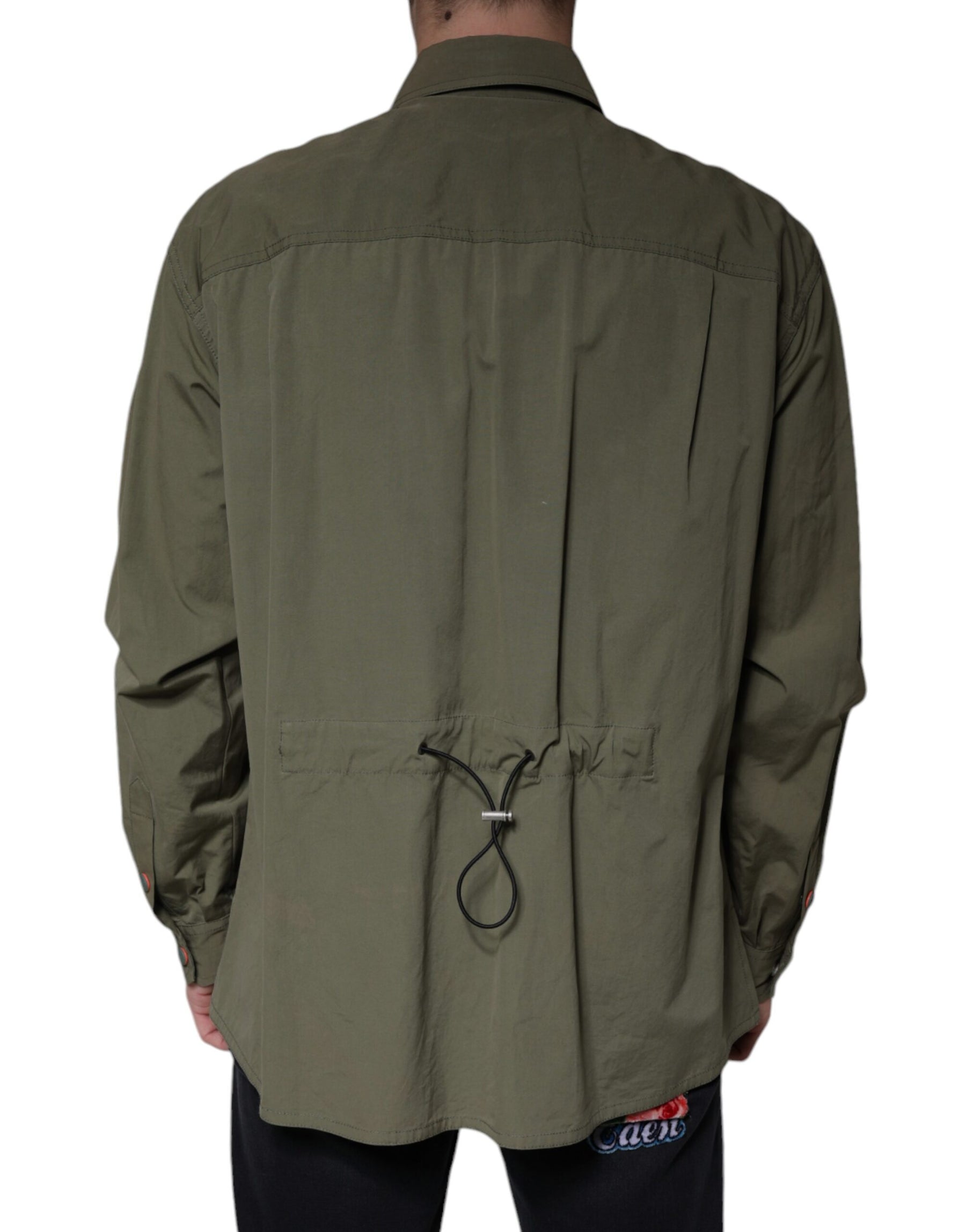 Dolce & Gabbana Military Green Cotton Bend Collared Coat Jacket | Regal Royce
