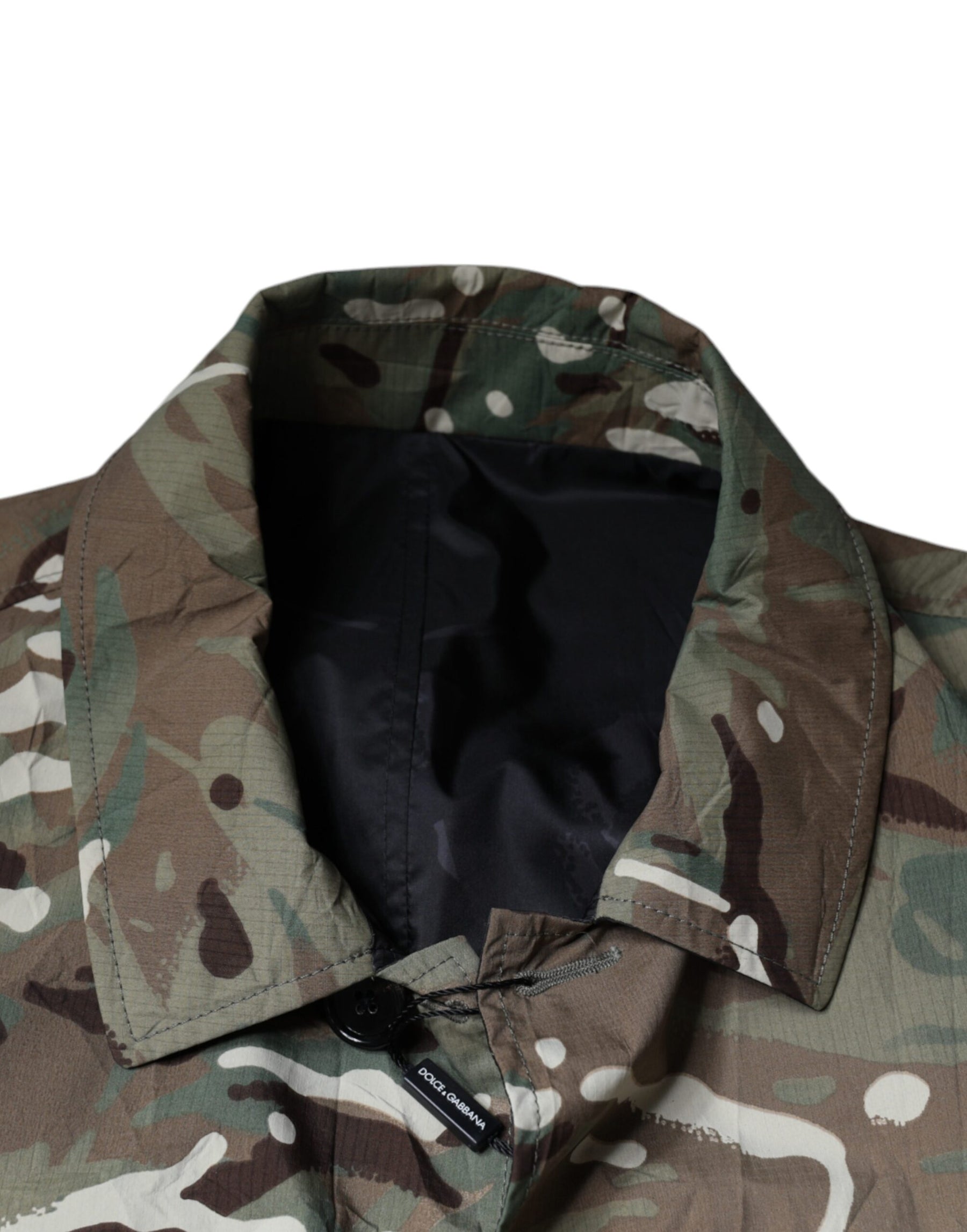 Dolce & Gabbana Multicolor Camouflage Collared Coat Jacket | Regal Royce