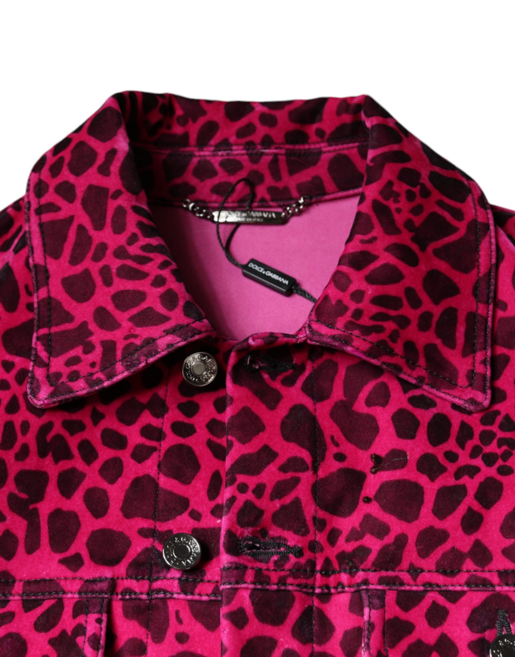 Dolce & Gabbana Fuchsia Leopard Button Down Collared Jacket | Regal Royce