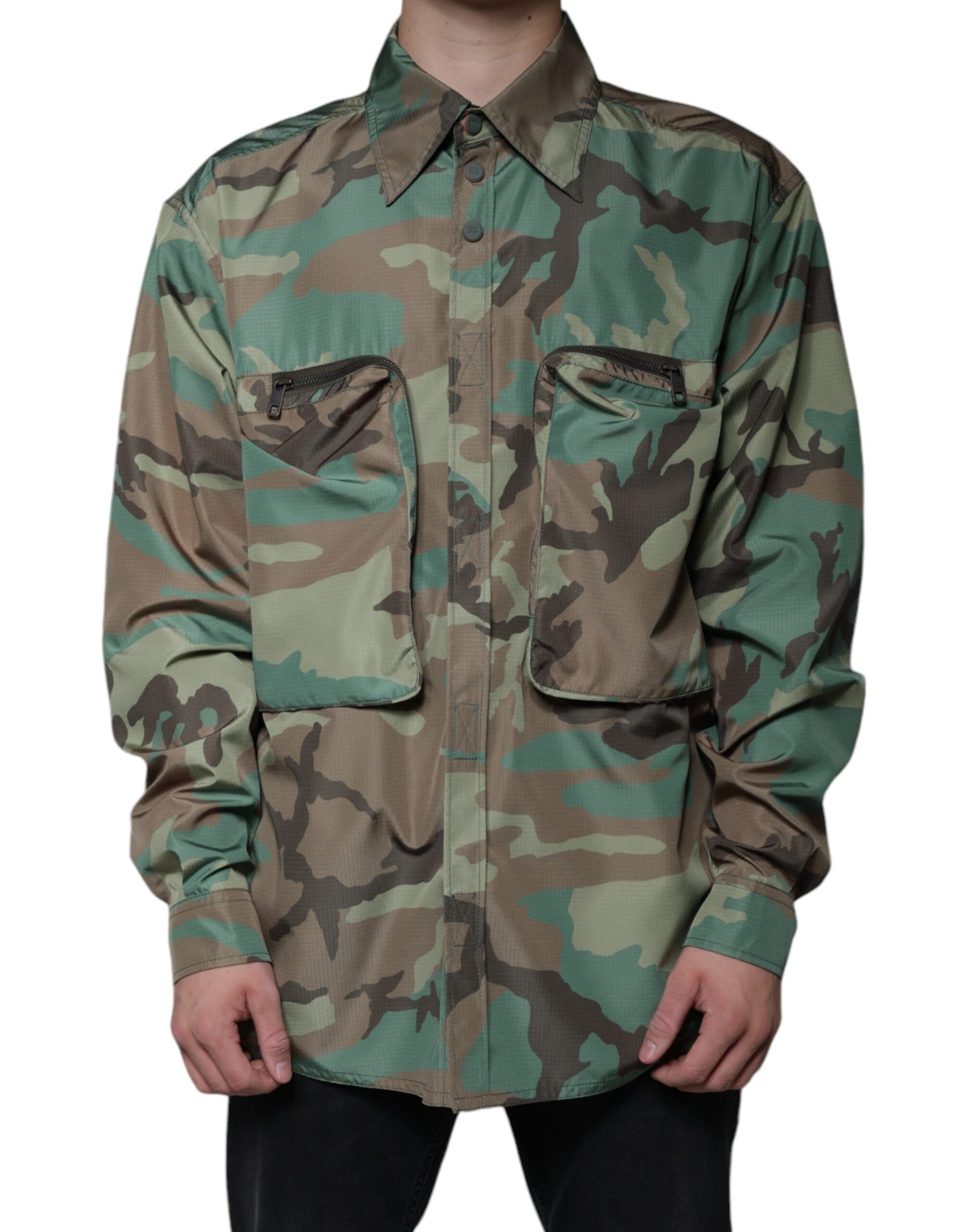 Dolce & Gabbana Multicolor Camouflage Button Down Shirt | Regal Royce