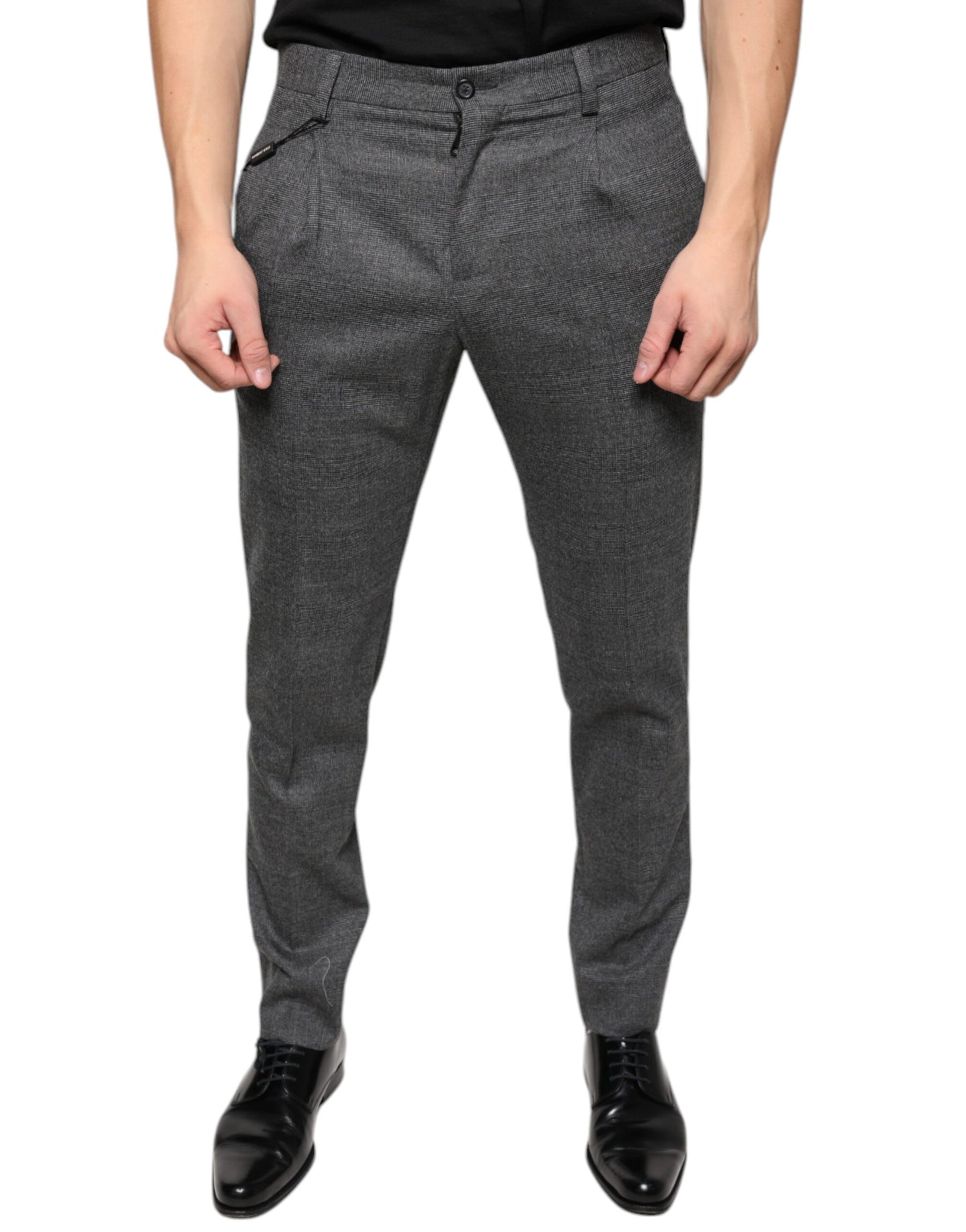 Dolce & Gabbana Gray Check Tartan Wool Skinny Pants | Regal Royce