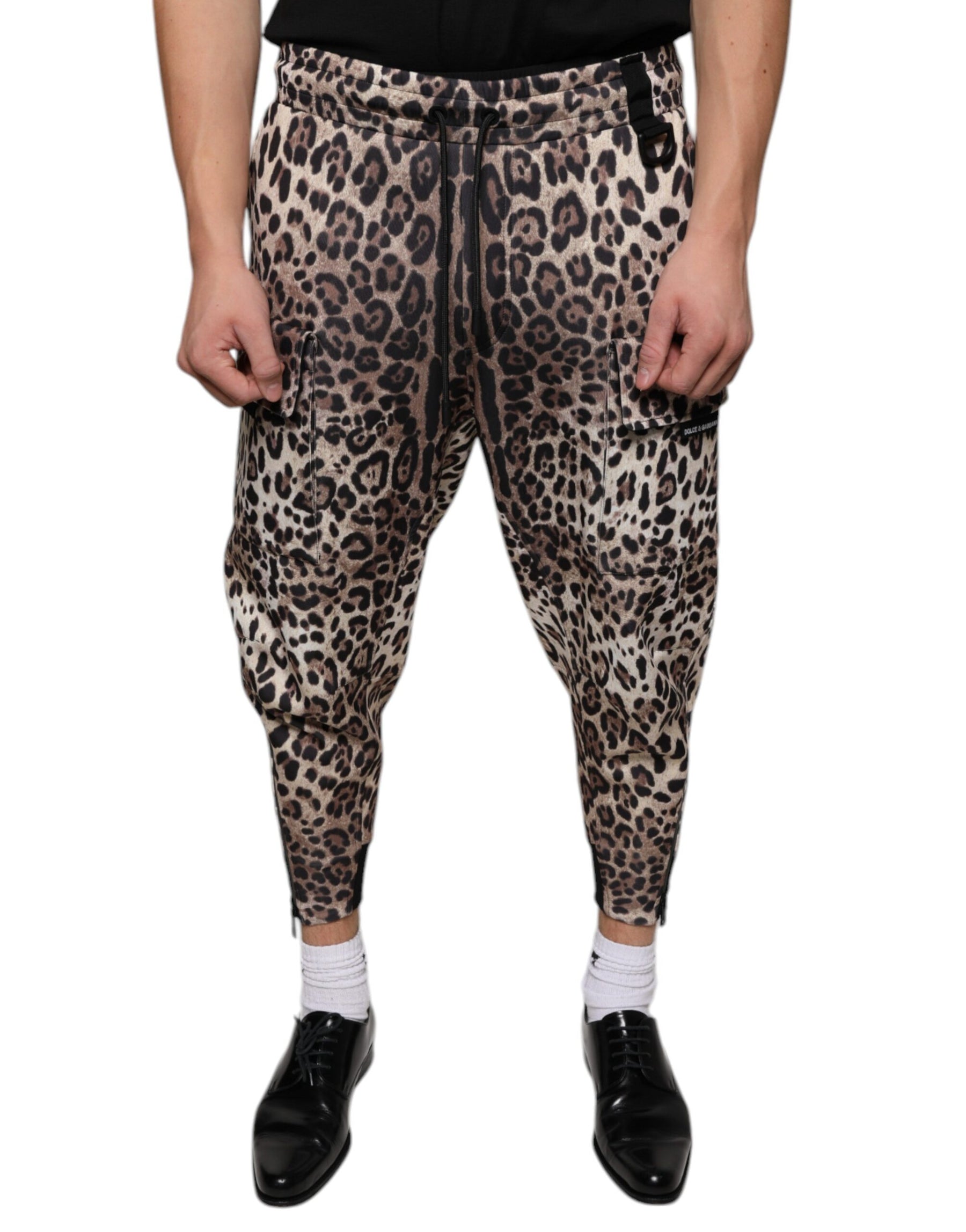 Dolce & Gabbana Brown Leopard Polyester Jogger Pants | Regal Royce