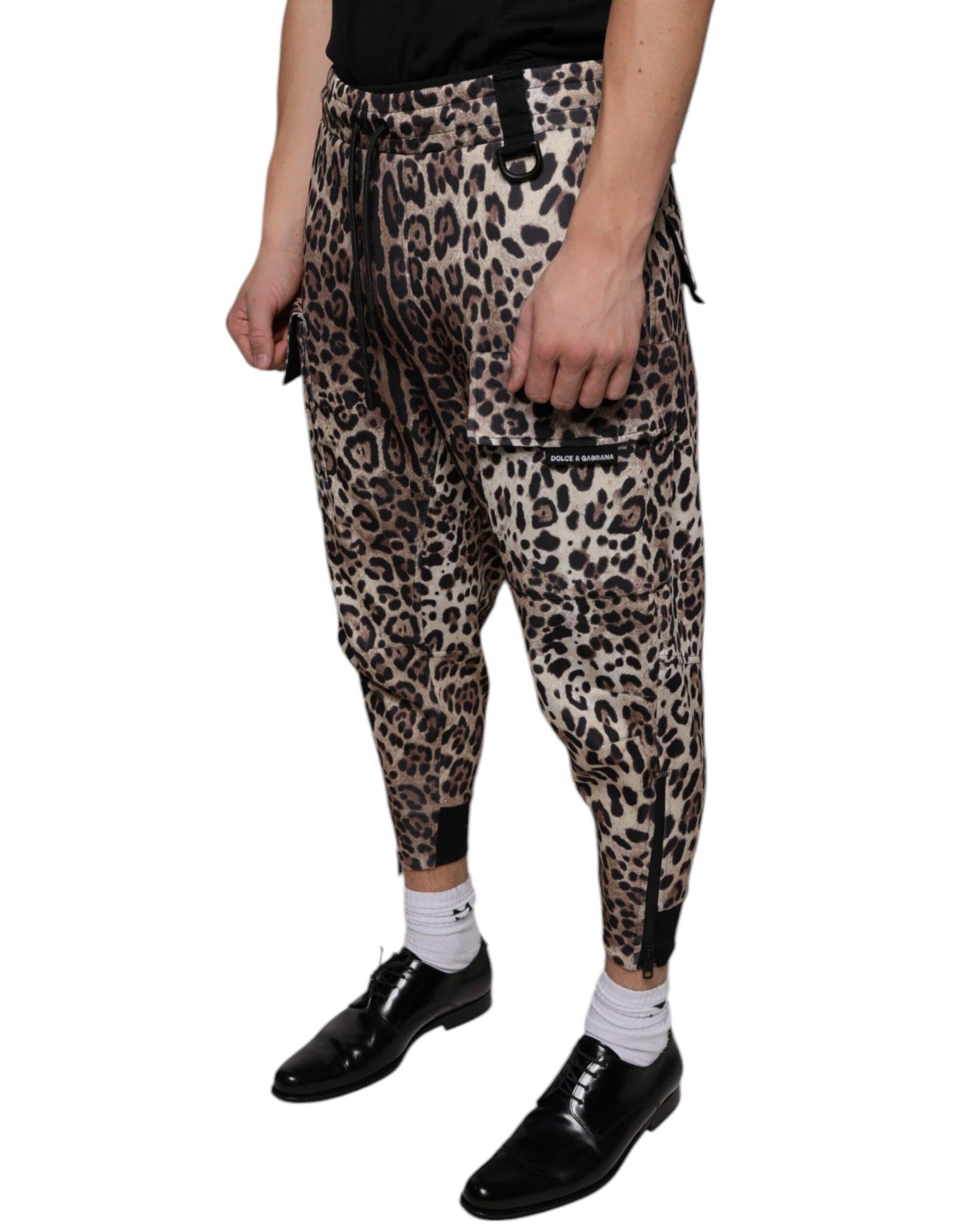 Dolce & Gabbana Brown Leopard Polyester Jogger Pants | Regal Royce