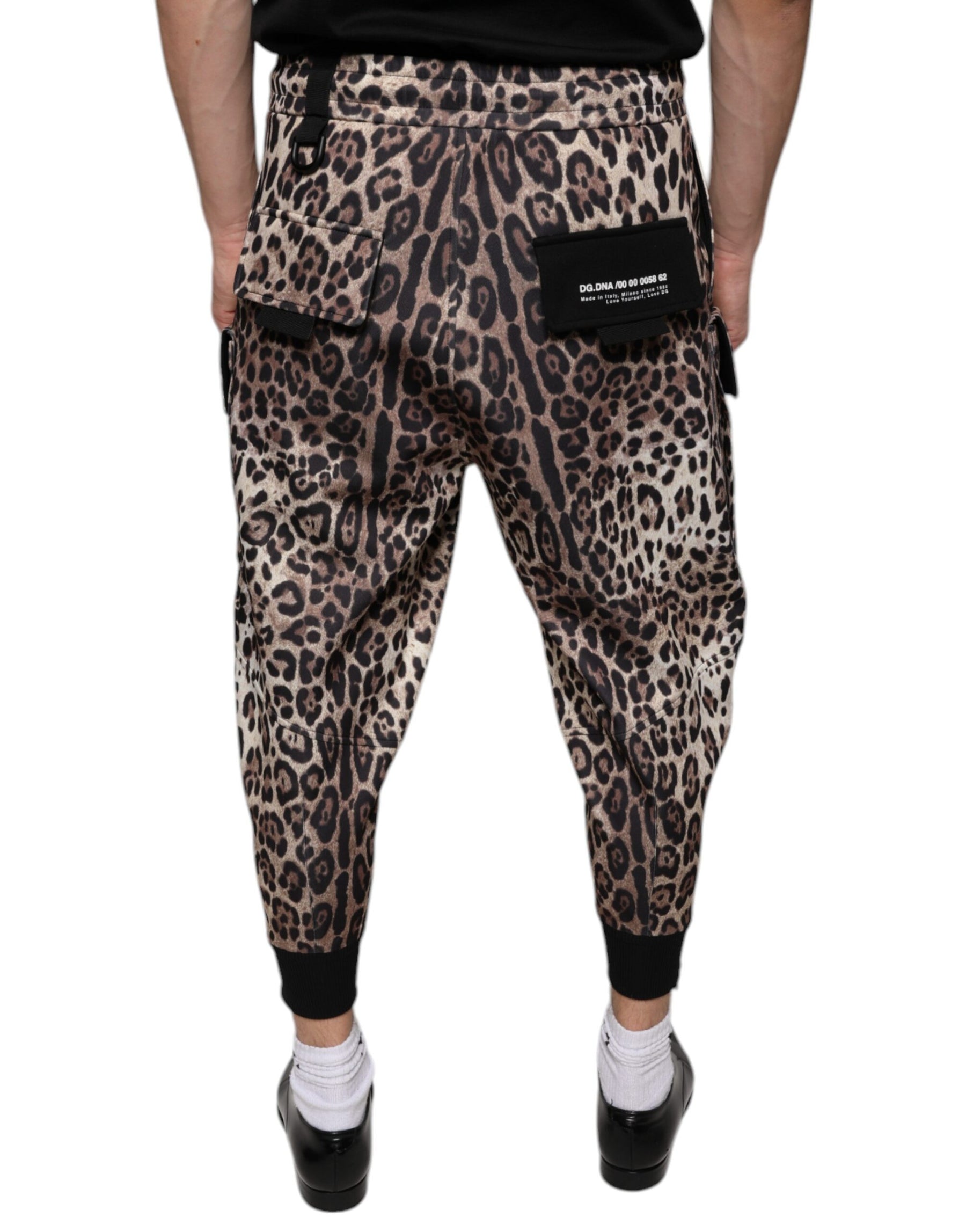 Dolce & Gabbana Brown Leopard Polyester Jogger Pants | Regal Royce