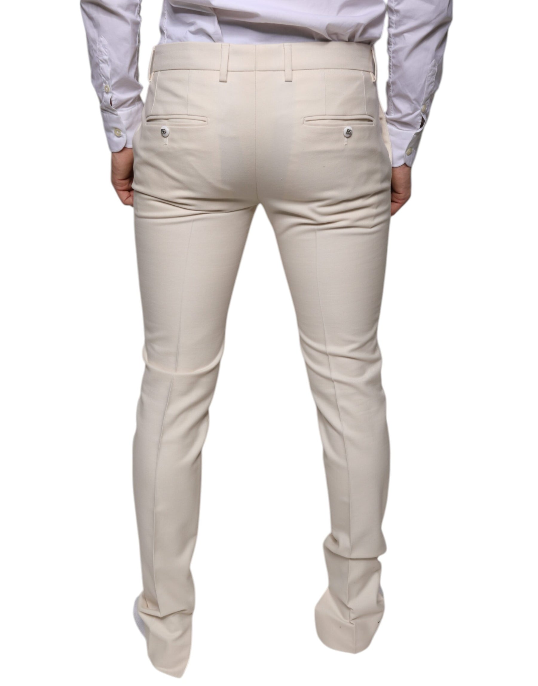 Dolce & Gabbana Off White Chino Wool Skinny Pants | Regal Royce
