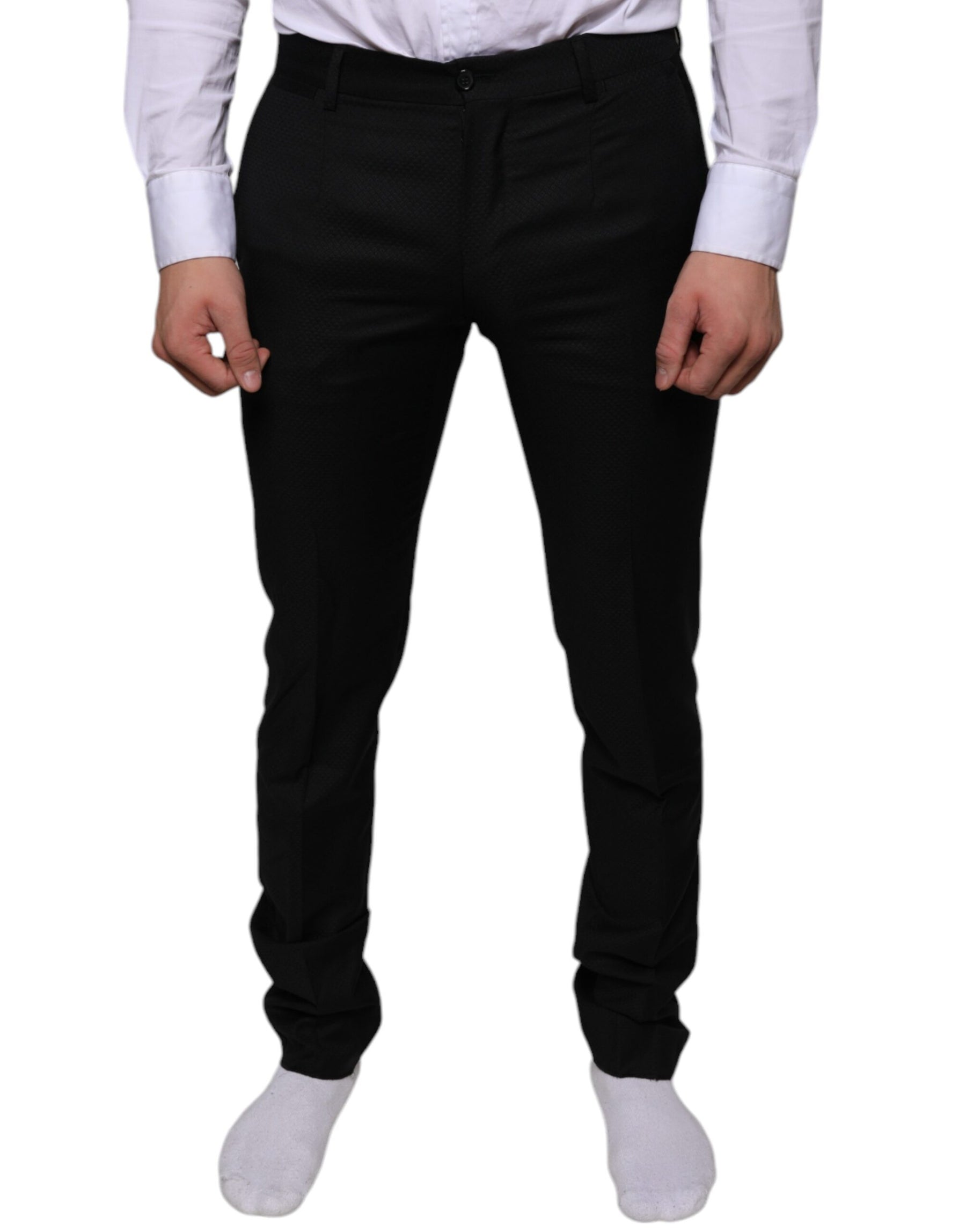 Dolce & Gabbana Black Wool Skinny Dress Formal Pants | Regal Royce