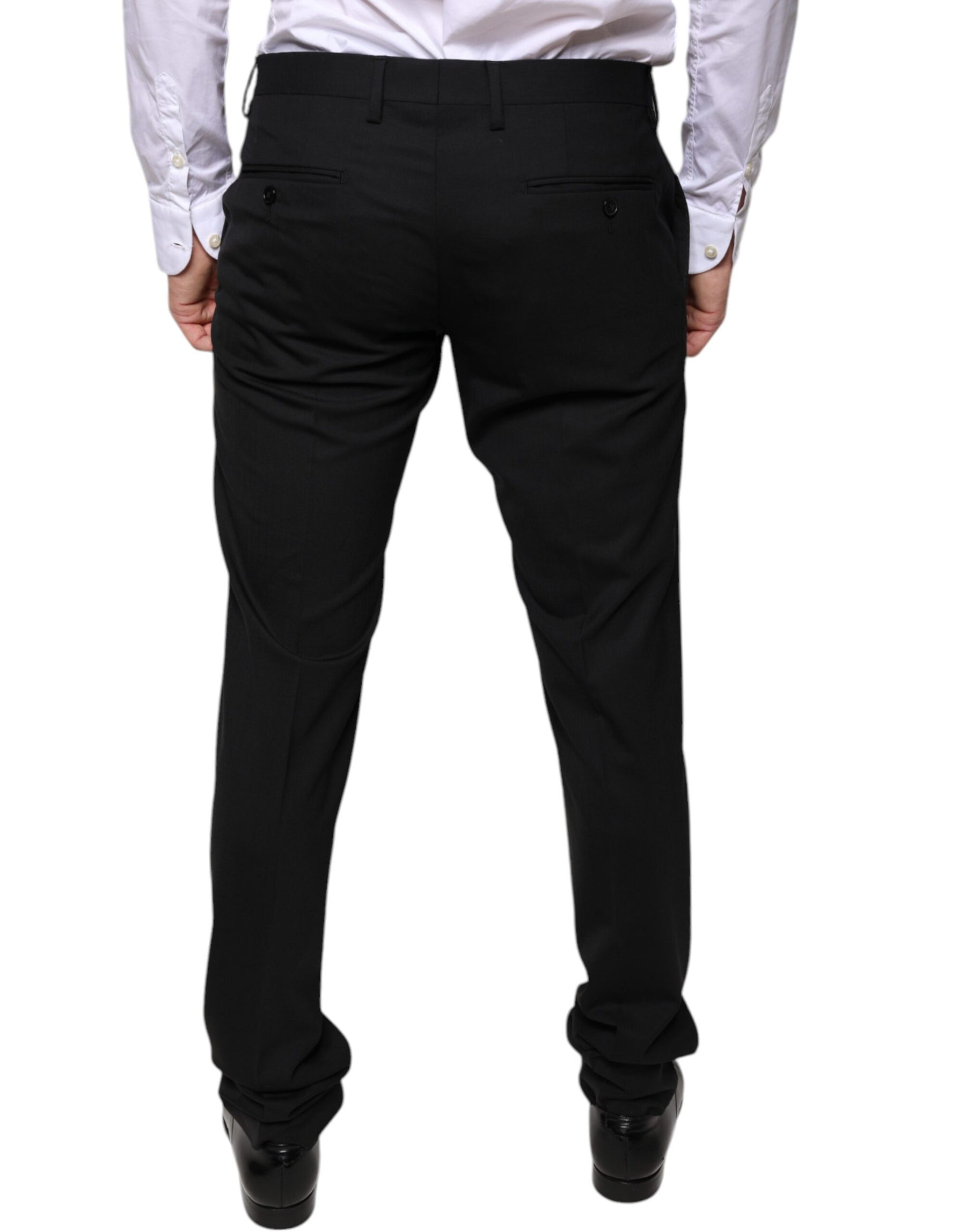 Dolce & Gabbana Black Wool Skinny Dress Formal Pants | Regal Royce