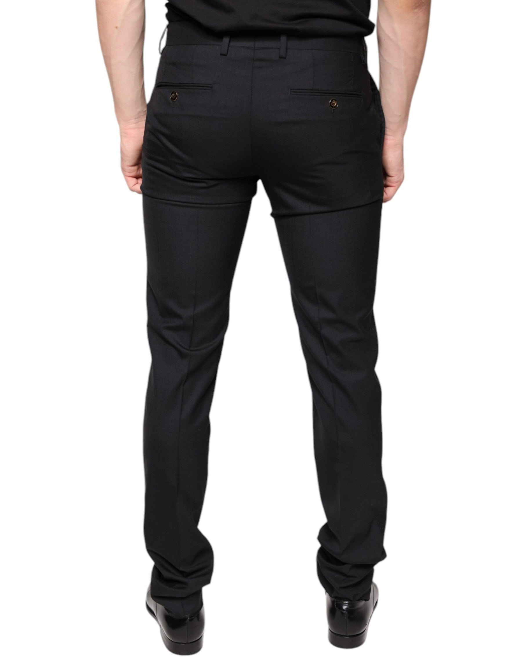 Dolce & Gabbana Black Wool Skinny Men Dress Pants | Regal Royce