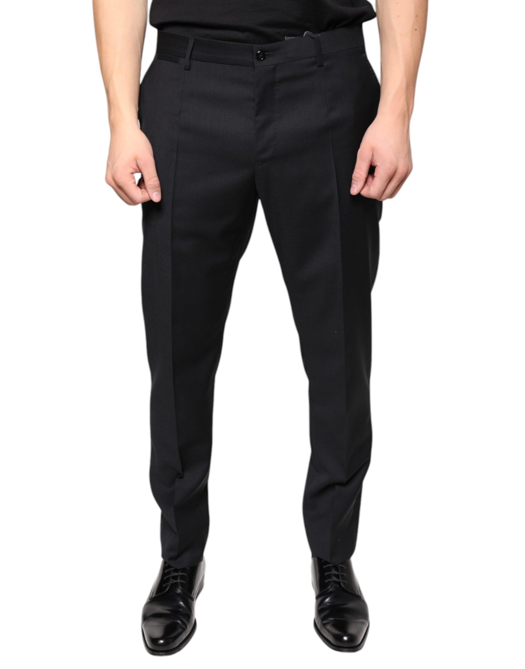 Dolce & Gabbana Black Wool Skinny Men Dress Pants | Regal Royce