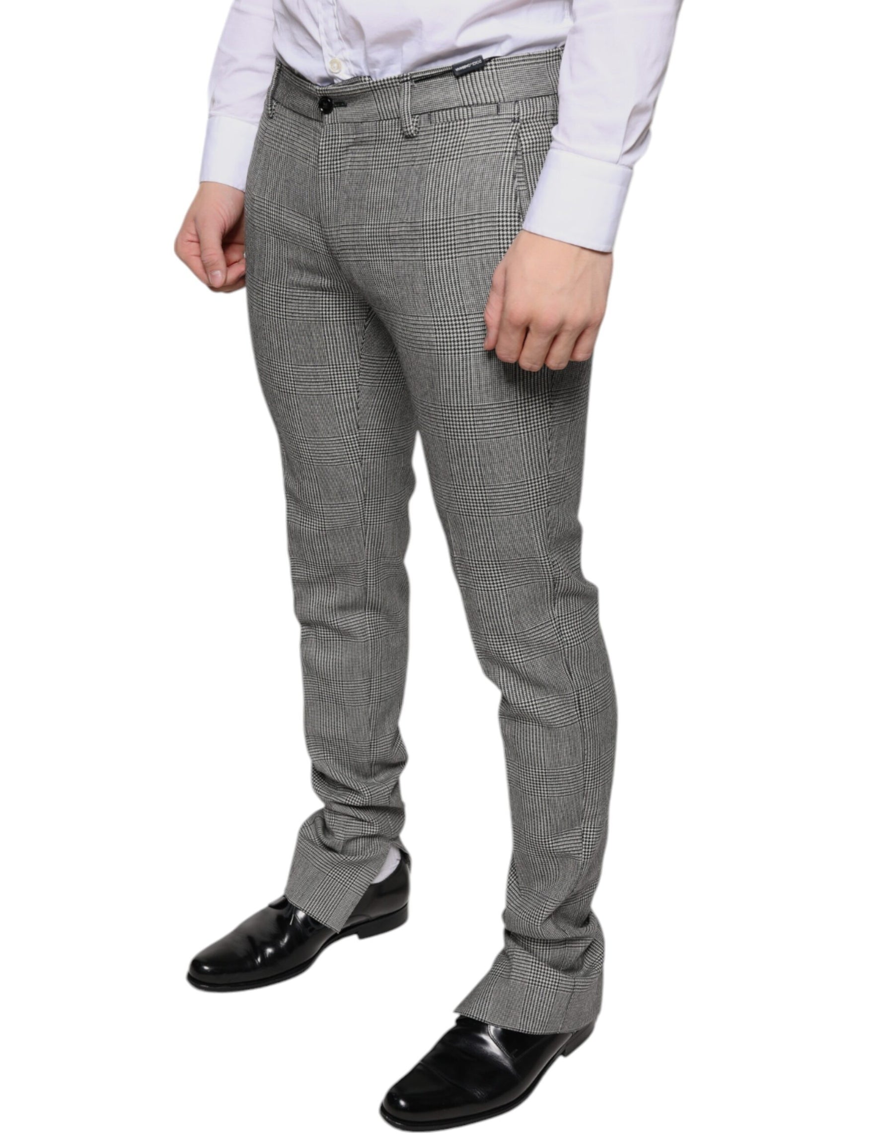 Dolce & Gabbana Gray Check Tartan Wool Skinny Pants | Regal Royce