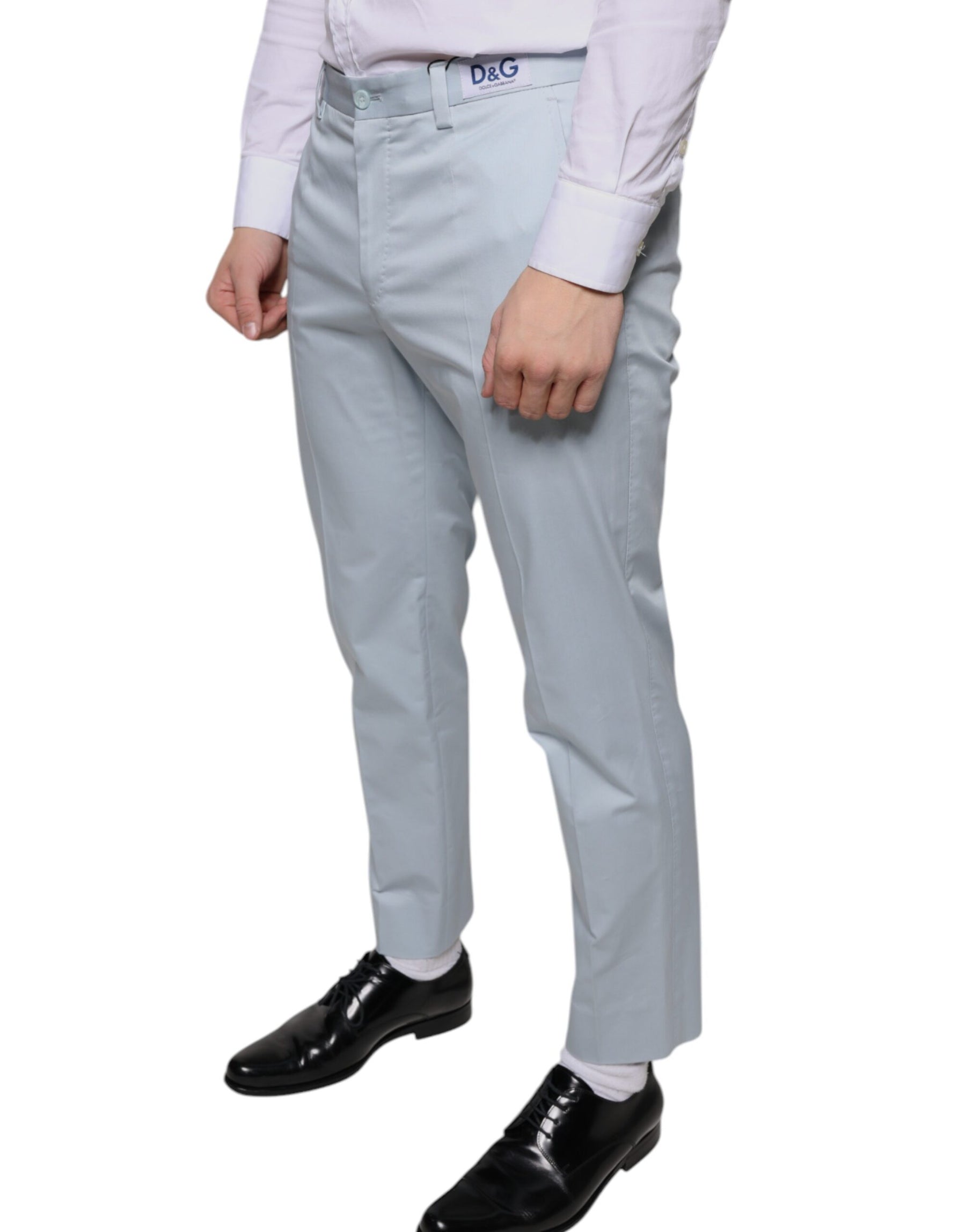 Dolce & Gabbana Light Blue Cotton Dress Pants | Regal Royce