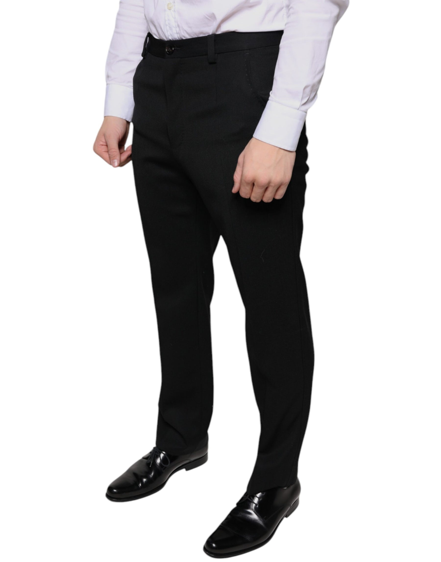 Dolce & Gabbana Black Wool Skinny Men Dress Pants | Regal Royce