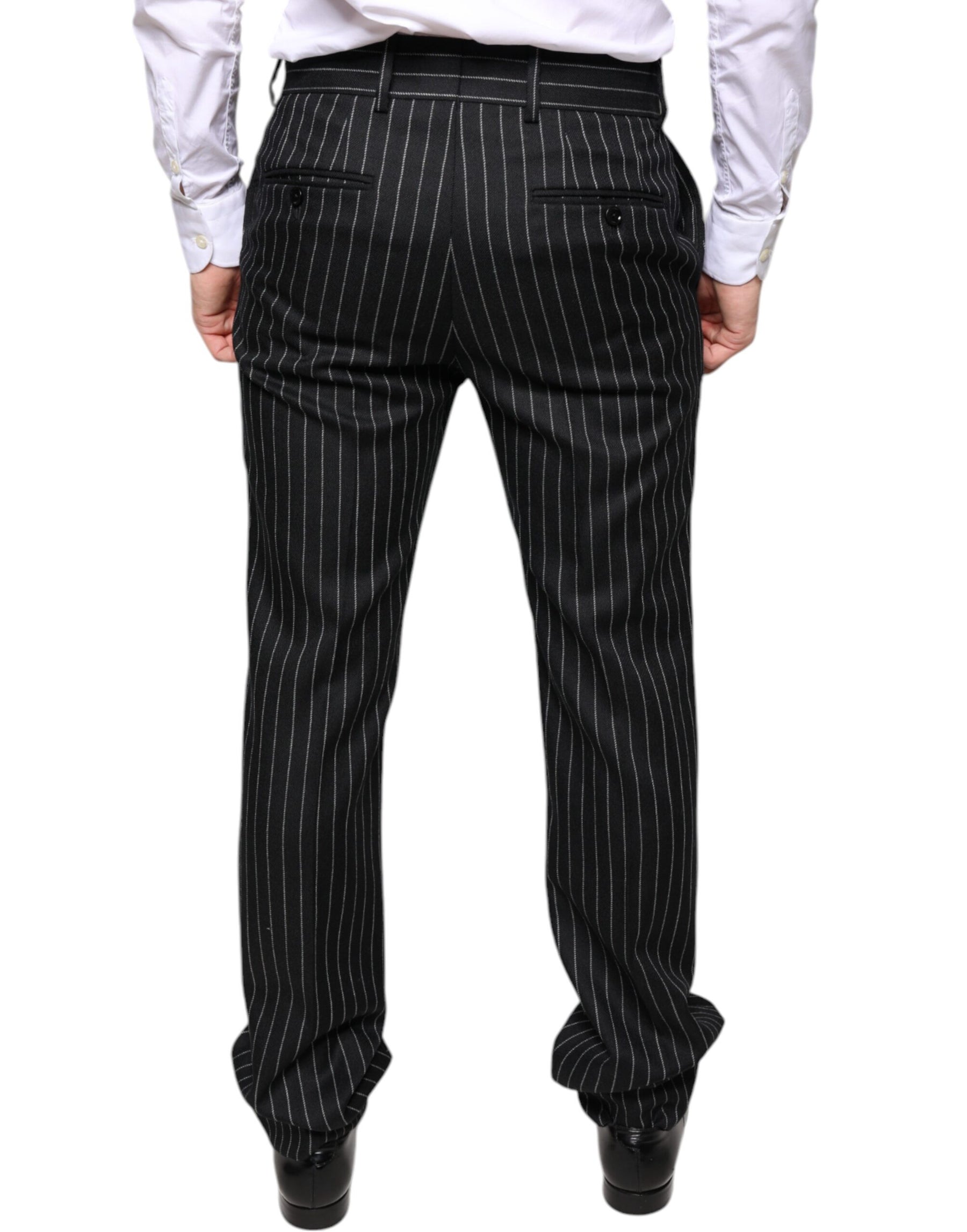 Dolce & Gabbana Black Stripes Skinny Men Dress Pants | Regal Royce