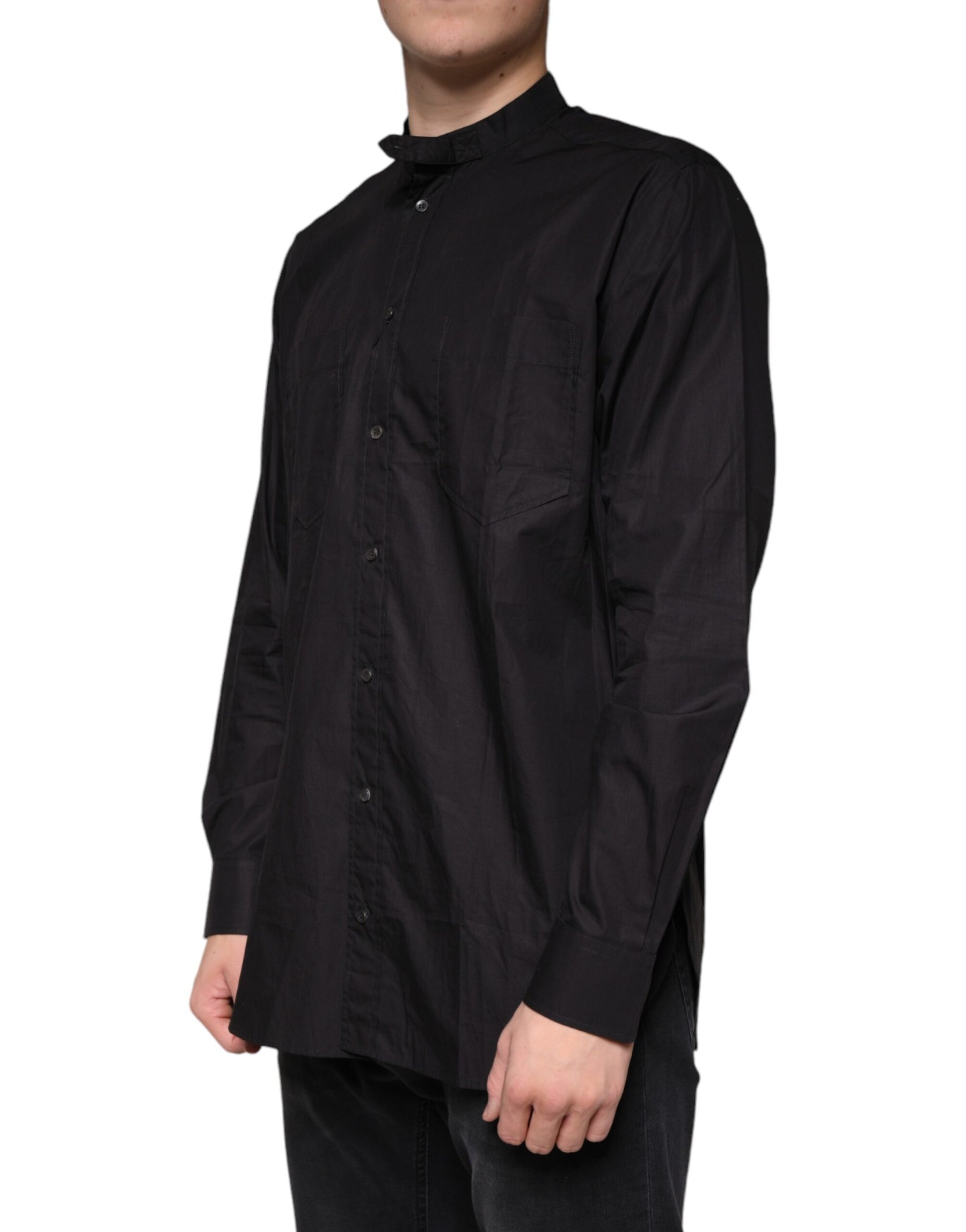 Dolce & Gabbana Black Cotton Button Down Men Casual Shirt | Regal Royce