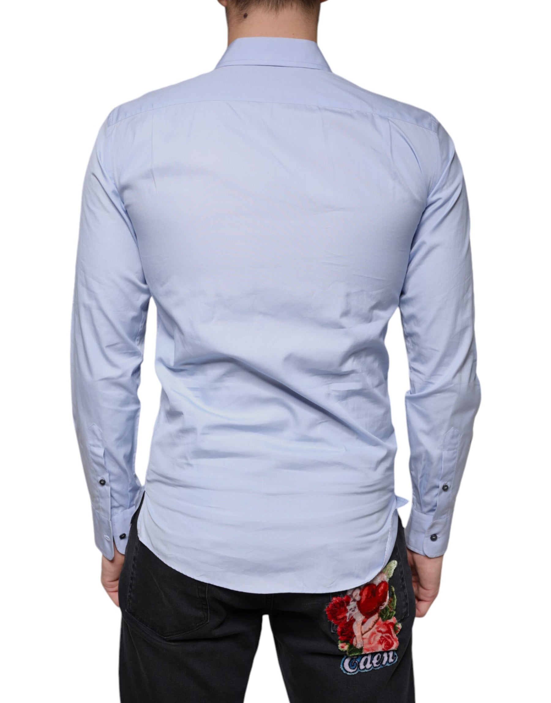 Dolce & Gabbana Light Blue Cotton Men Dress Formal Shirt | Regal Royce