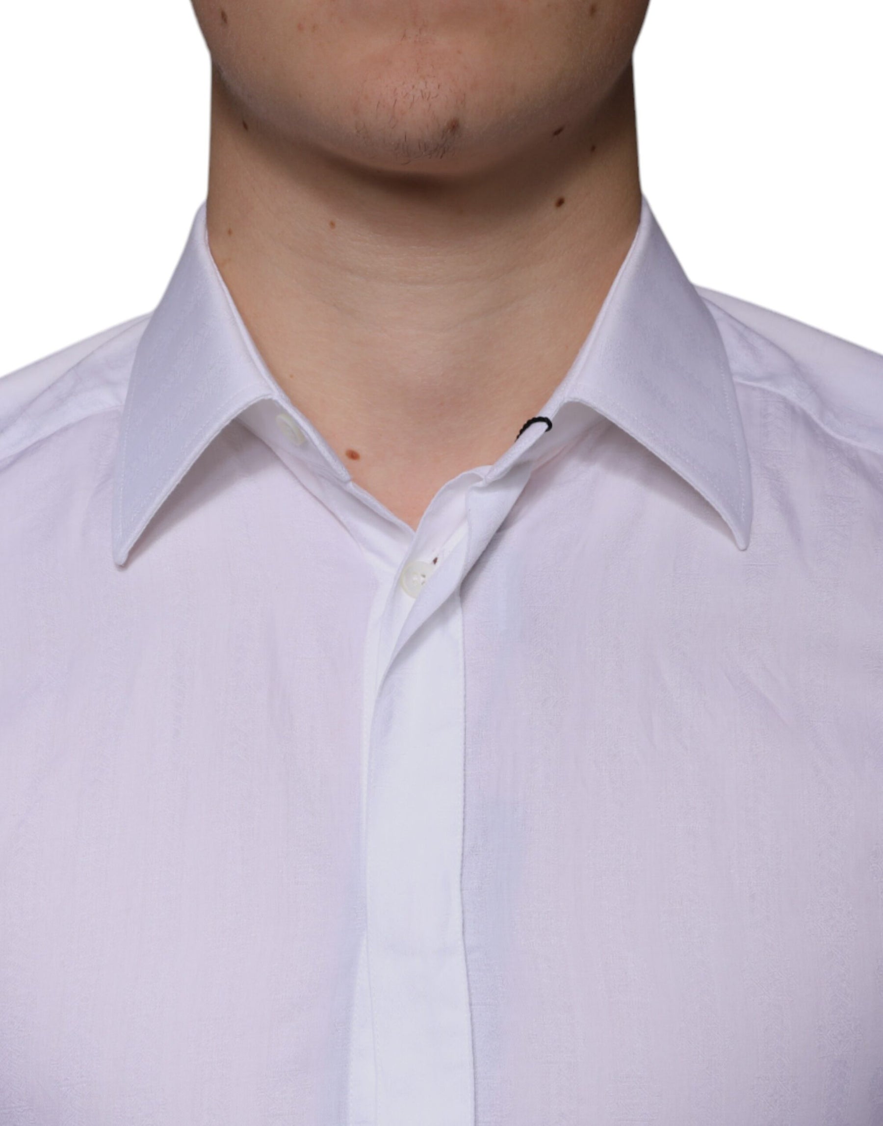 Dolce & Gabbana White Cotton Men Dress GOLD Formal Shirt | Regal Royce