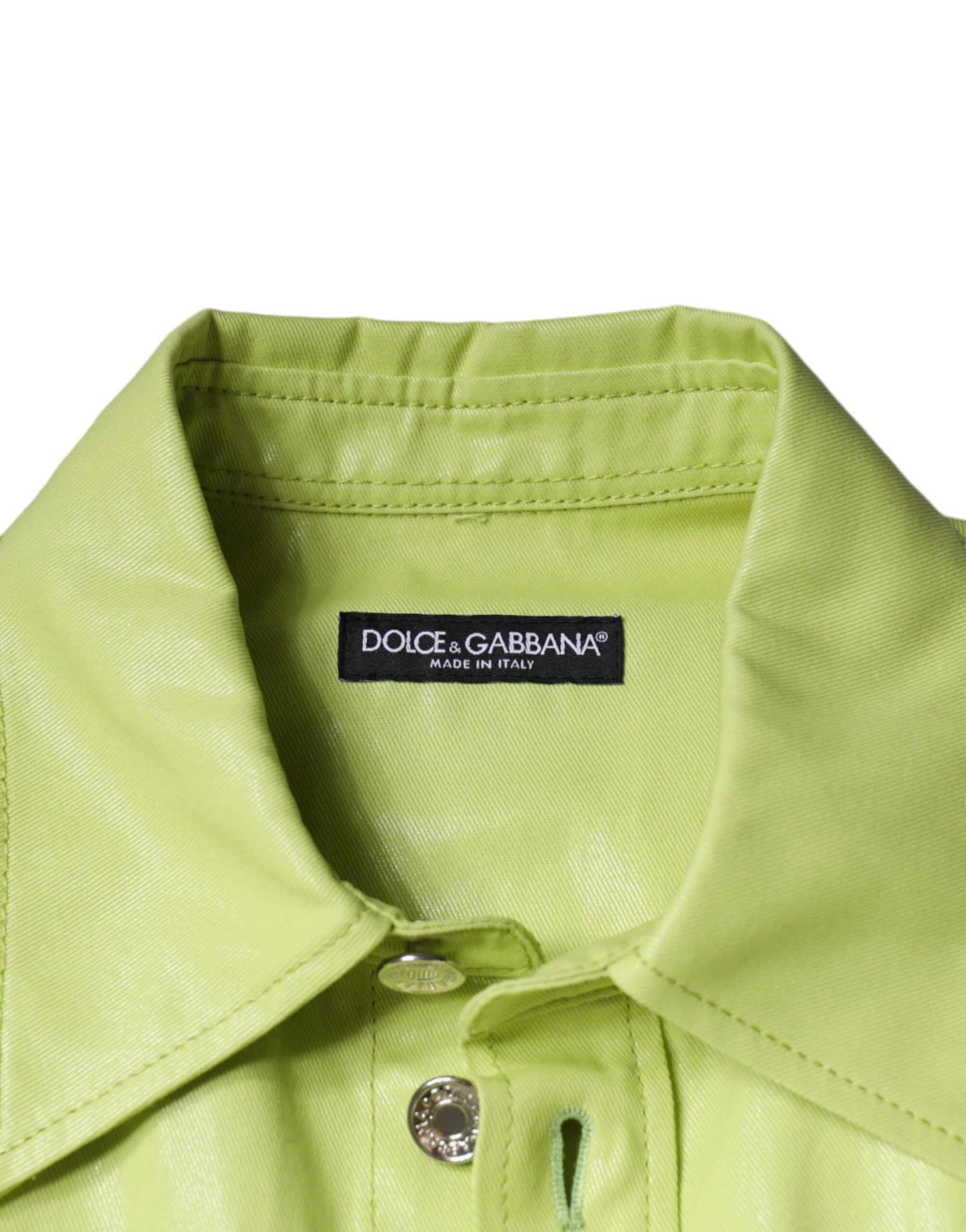 Dolce & Gabbana Green Cotton Collared Men Button Down Shirt | Regal Royce