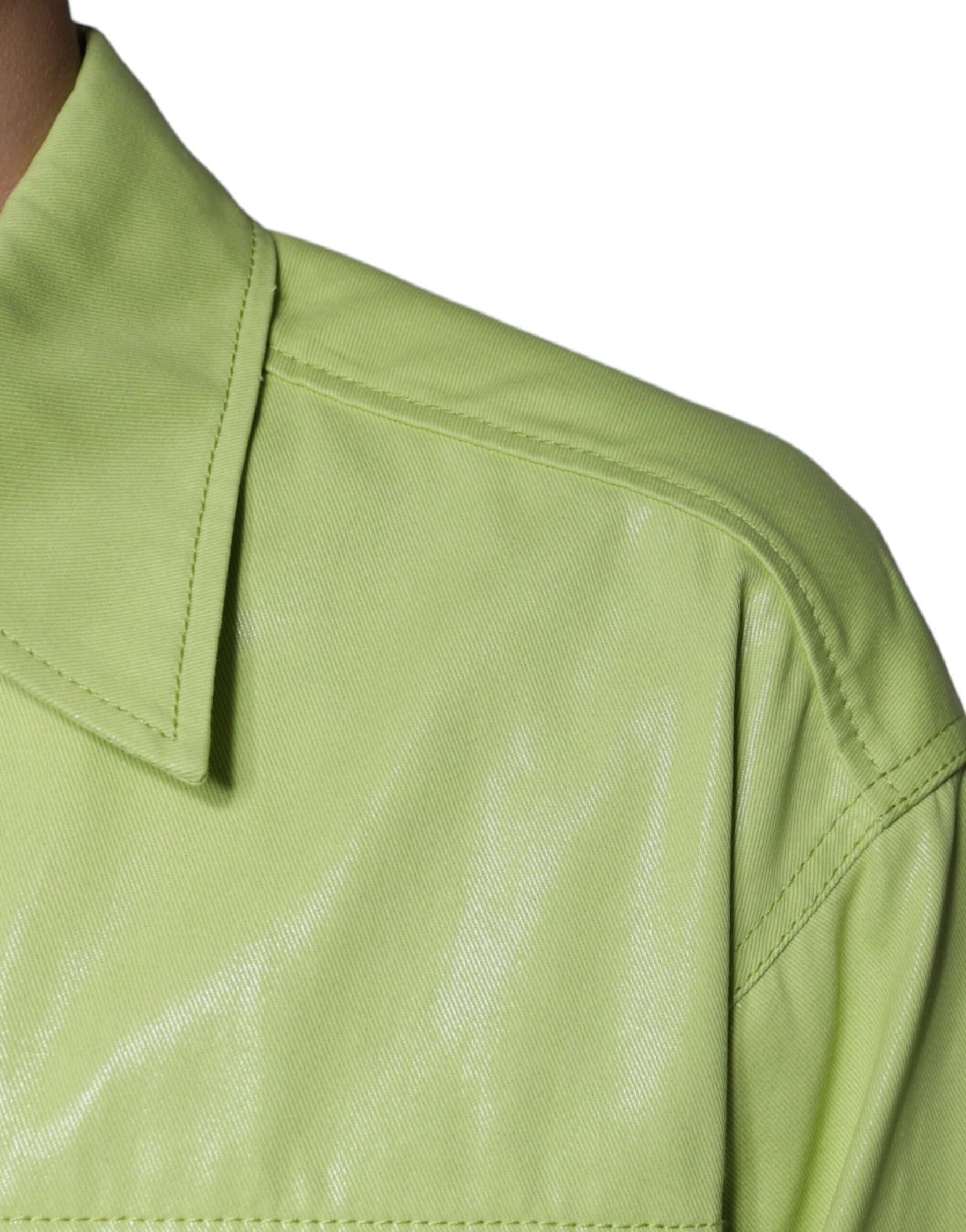 Dolce & Gabbana Green Cotton Collared Men Button Down Shirt | Regal Royce