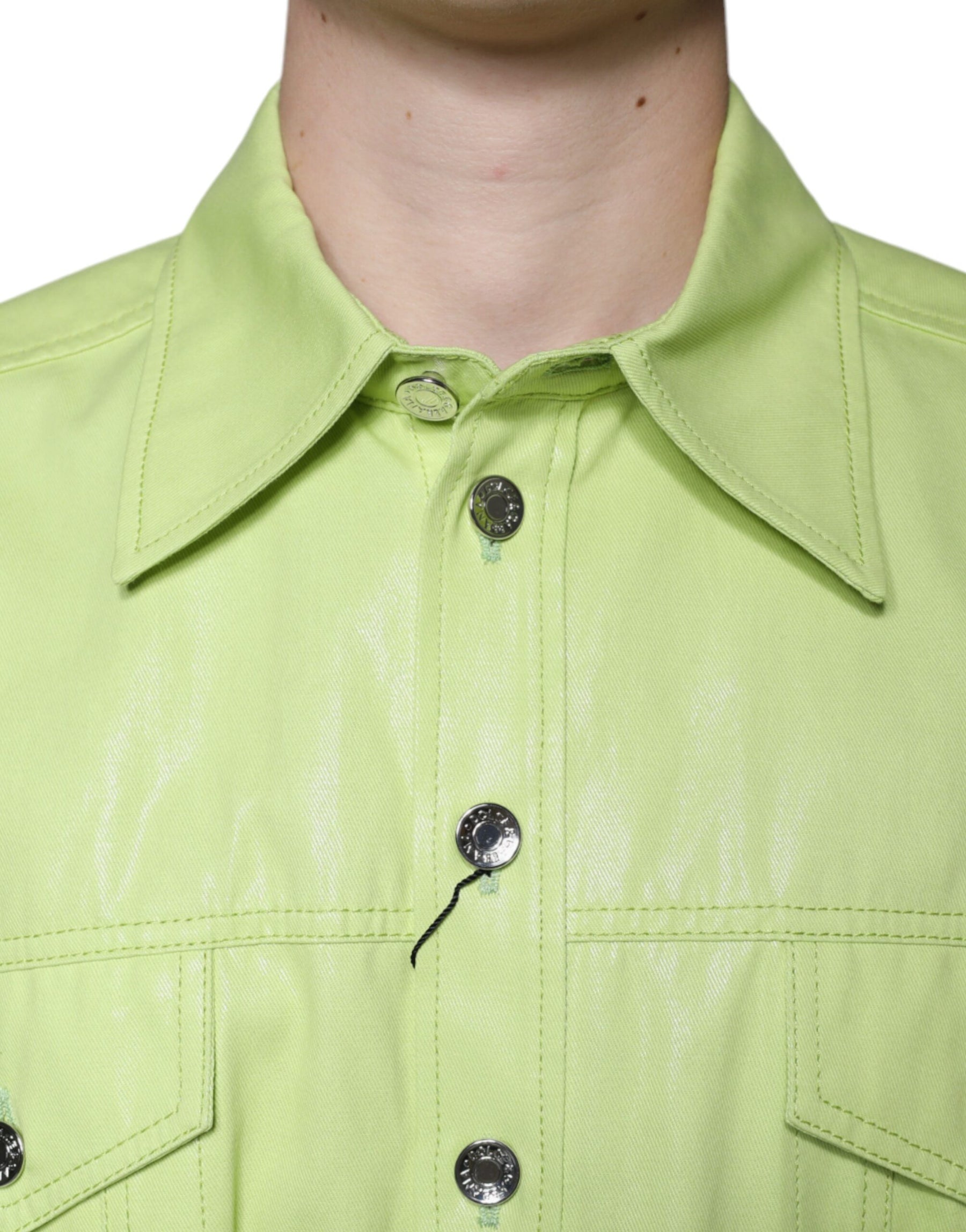 Dolce & Gabbana Green Cotton Collared Men Button Down Shirt | Regal Royce