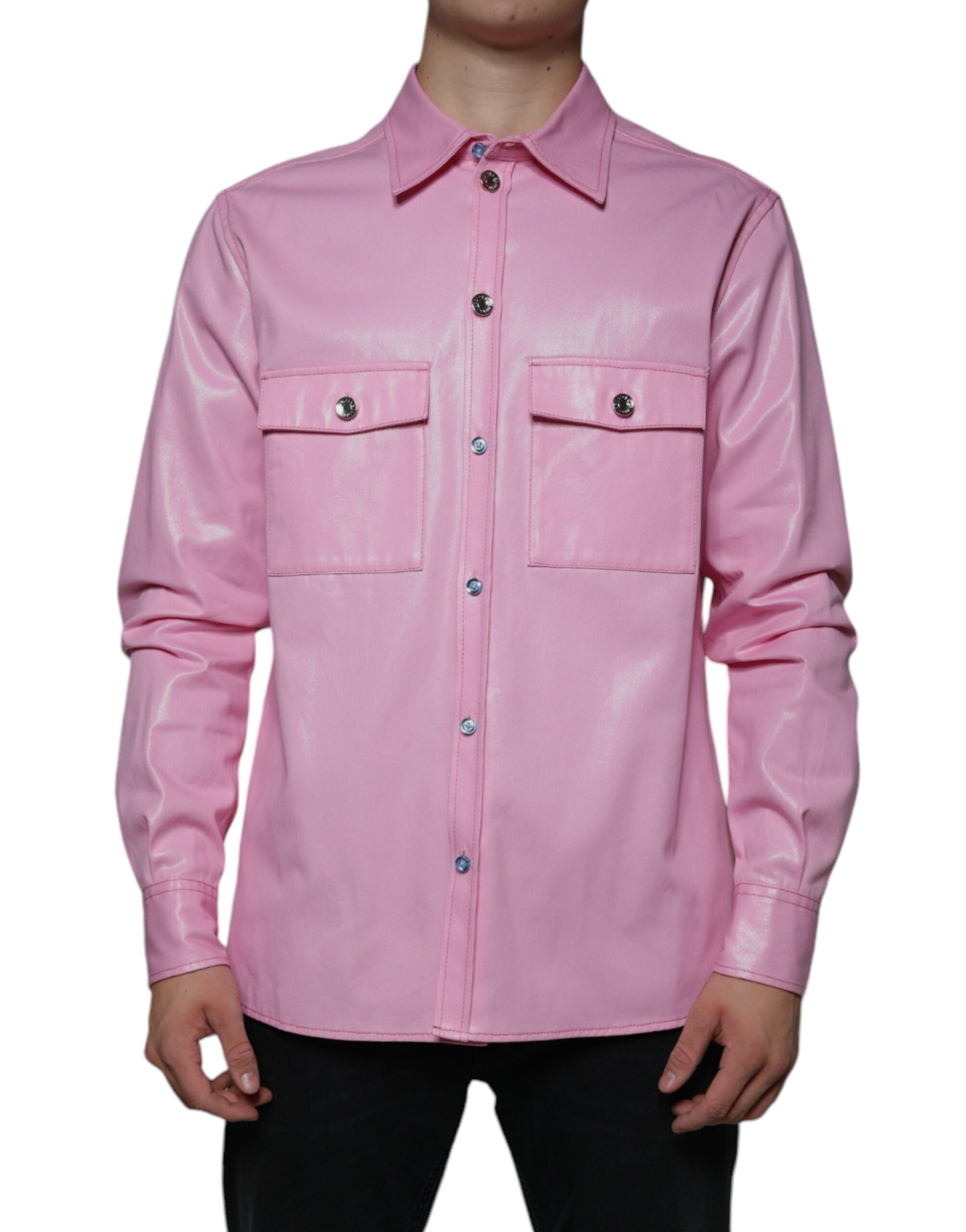 Dolce & Gabbana Pink Cotton Collared Button Down Shirt | Regal Royce