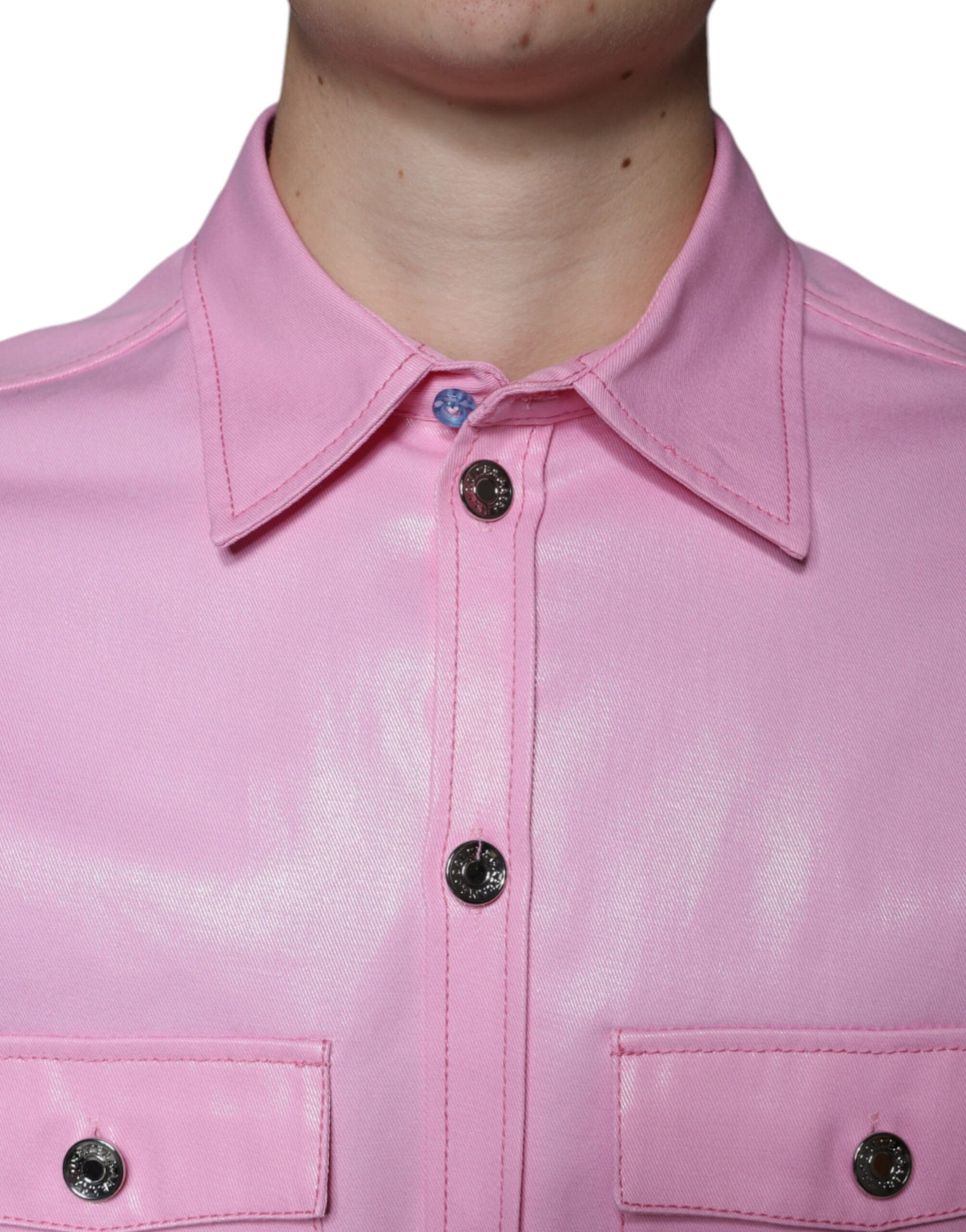 Dolce & Gabbana Pink Cotton Collared Button Down Shirt | Regal Royce