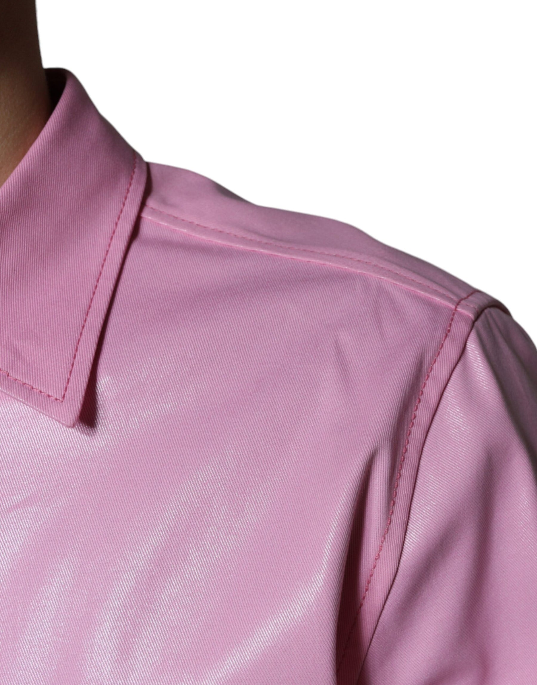 Dolce & Gabbana Pink Cotton Collared Button Down Shirt | Regal Royce